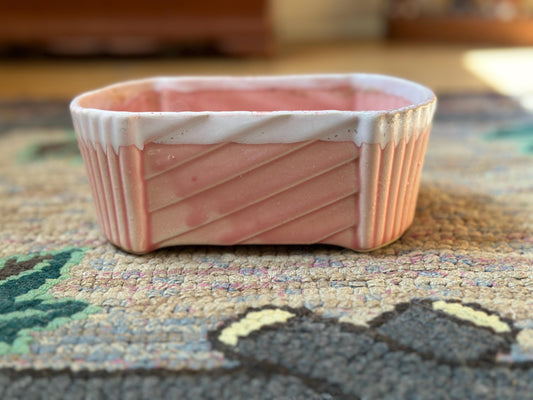 Vintage 1960’s UPCO 200-6 USA Pink Rectangle Planter With White Drip