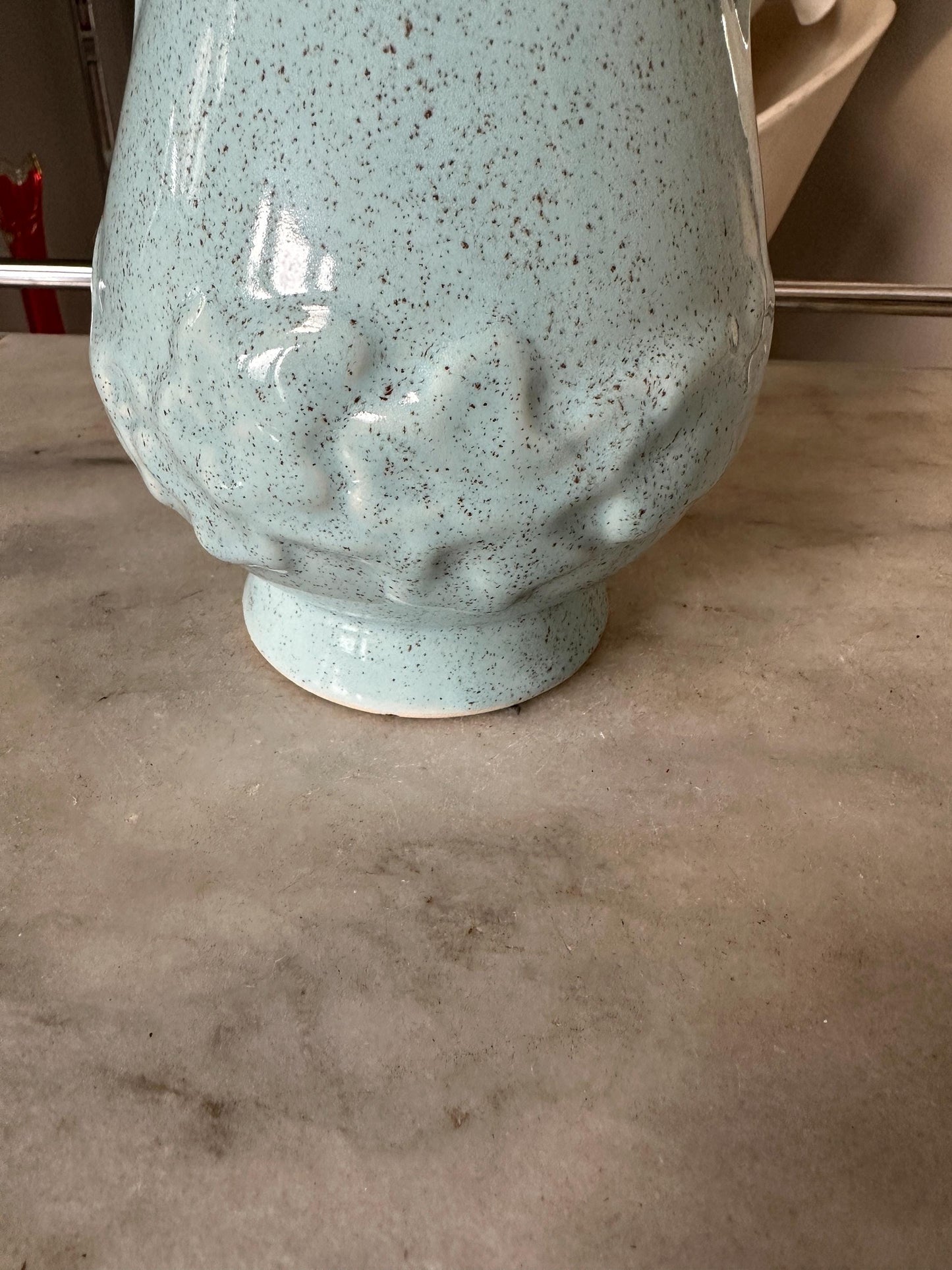 Vintage Brush McCoy Vase: Aqua Speckled Ceramic Vase, USA Pottery