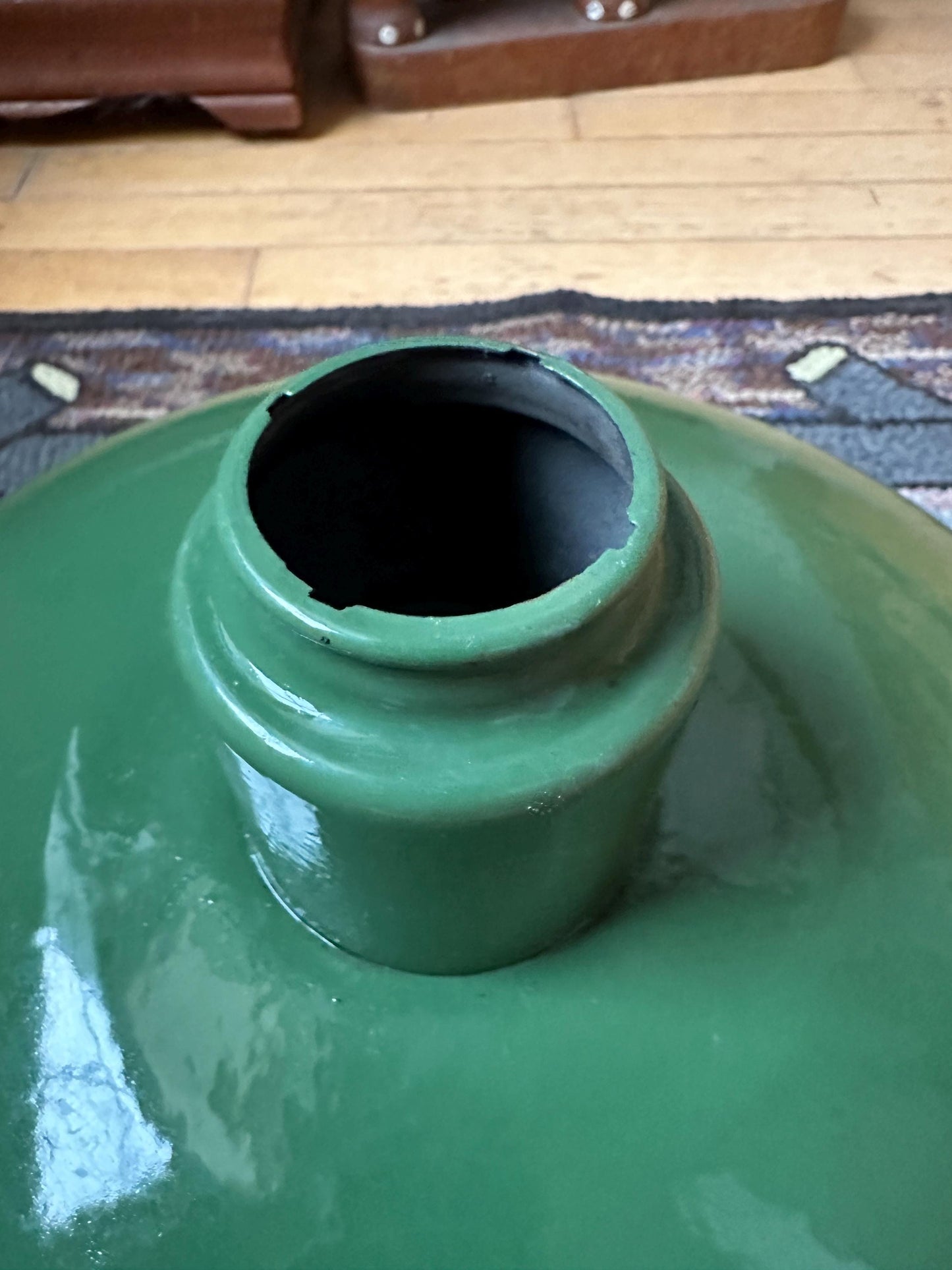 Vintage Luxray Green Porcelain Enamel Barn Light: 16" Industrial Lighting