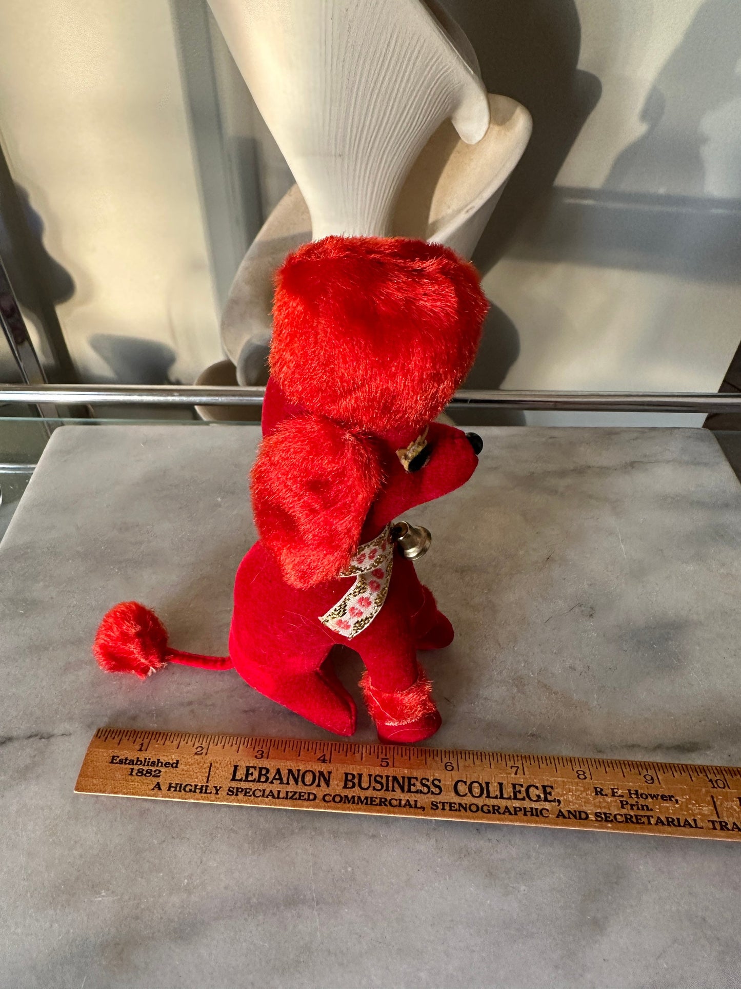 Vintage Sheree Plush Poodle: Red Velveteen Stuffed Toy, Made in Japan