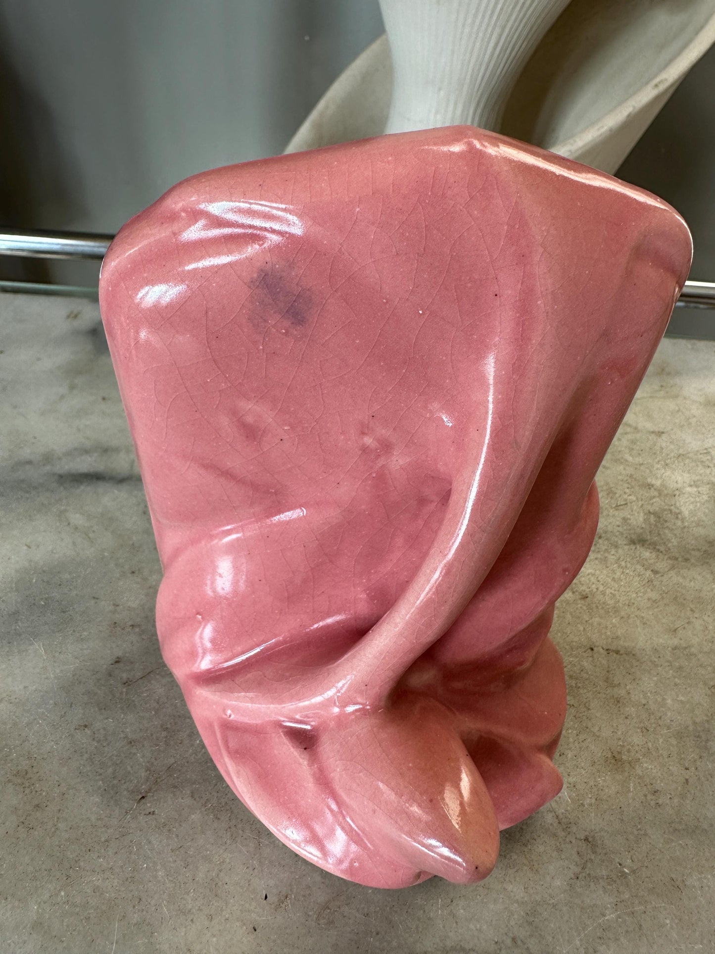 Vintage McCoy Lily Bud Bookend: Pink USA Pottery, 1950s