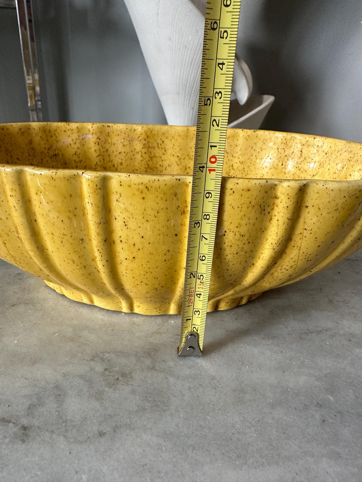 Vintage Haeger Pottery Oval Ribbed Bowl/Planter 4020 C Yellow/Gold, 12" long