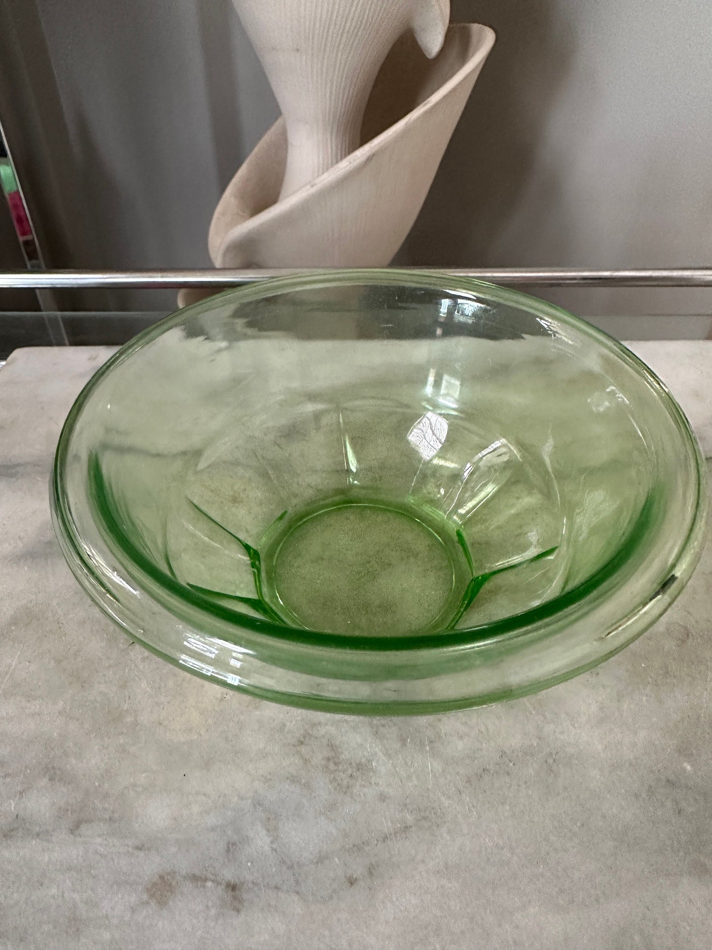 Vintage Set of Two Hazel Atlas Uranium Glass Restwell Nesting Mixing Bowls