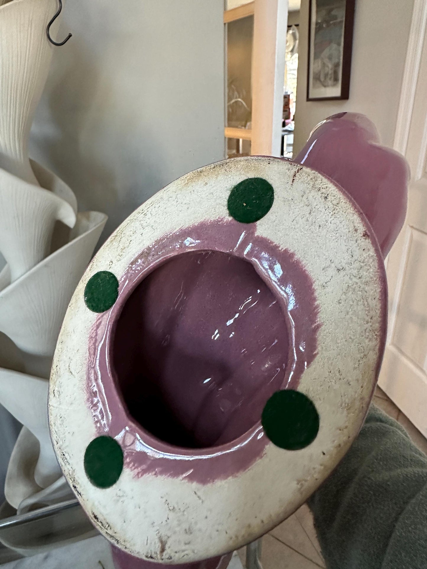 Vintage Haeger Pottery Circle of Love Sculpture: Mauve Pink Art Deco Ceramic