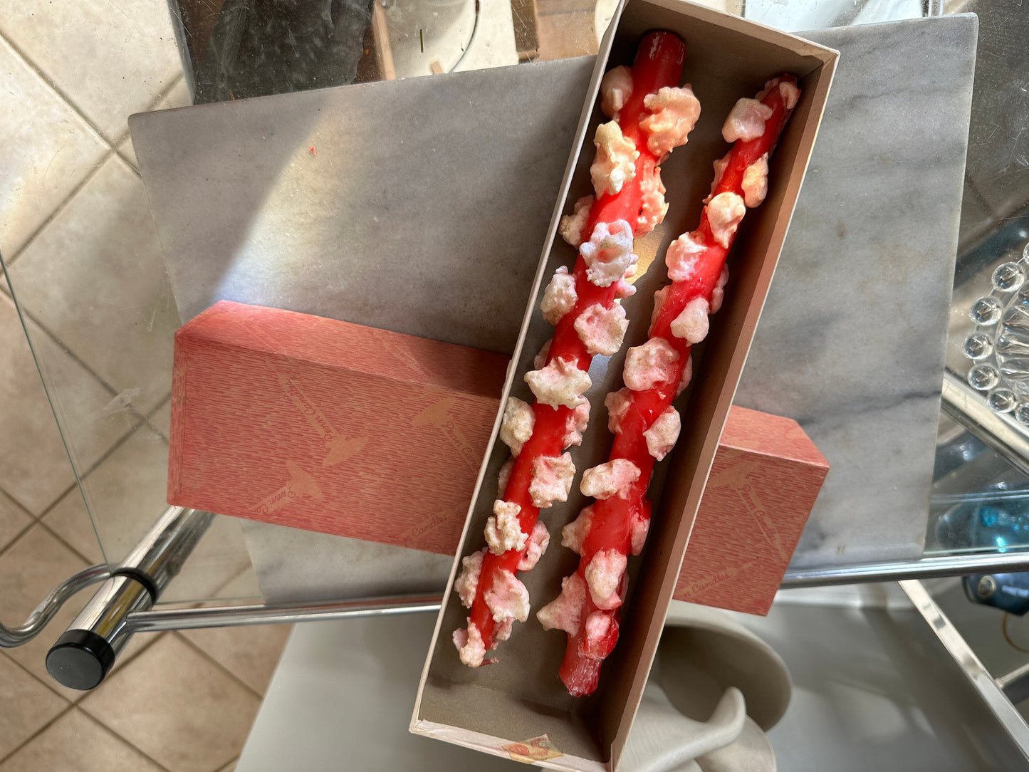 Vintage Penn Wax Christmas Candles: Red Taper Set in Original Box