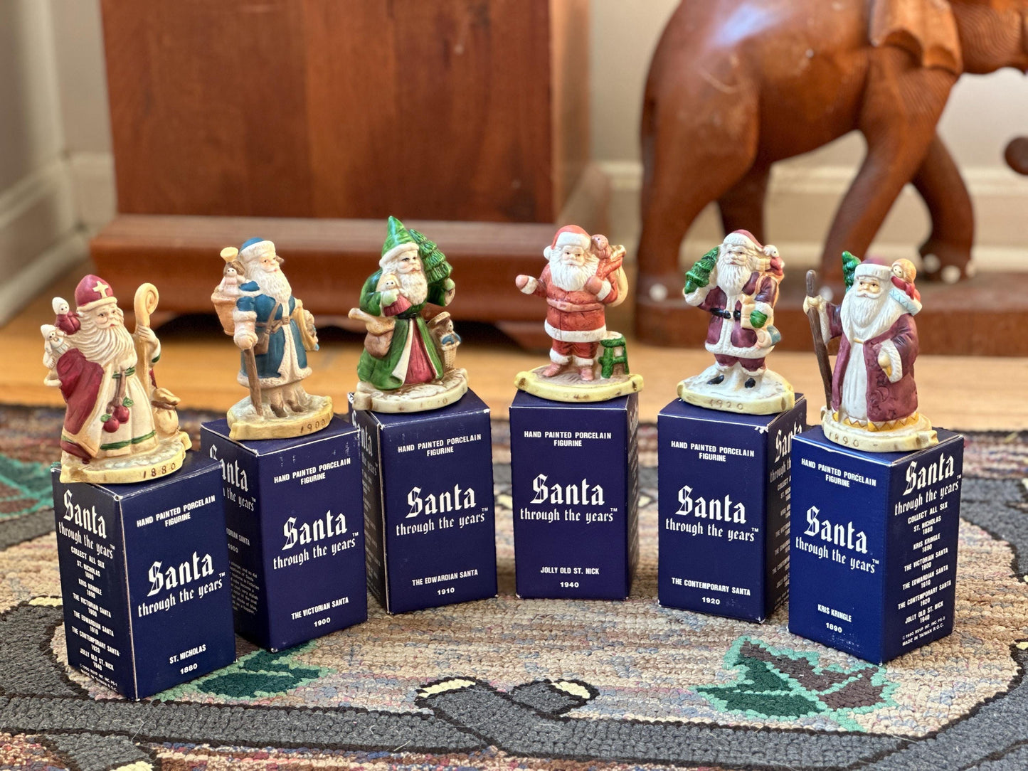 Vintage Santa Figurines Set: RSVP International, 1880-1940, Boxed