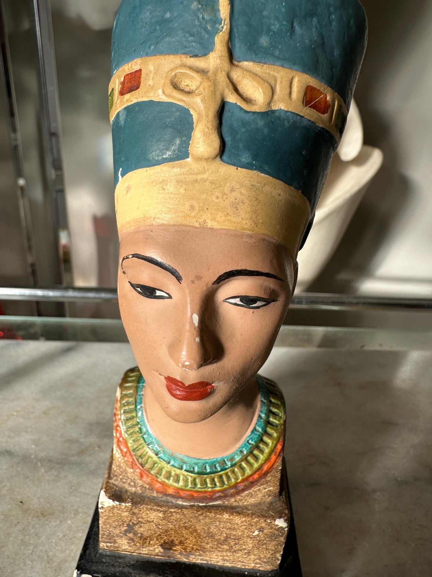 Vintage Ceramic Queen Nefertiti Bust Figure, Egyptian Revival