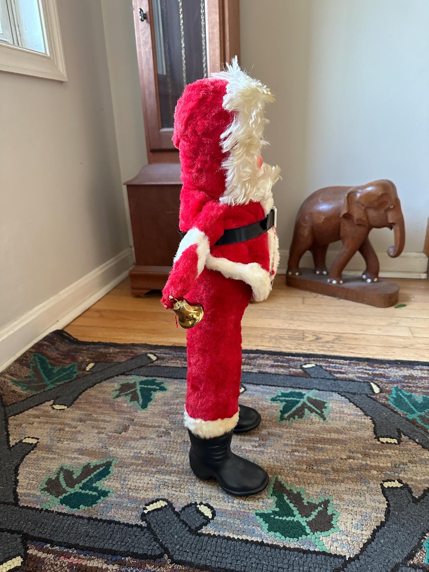 Vintage Rushton Style Santa Doll: MCM Rubber Face, Long Legs, 21”