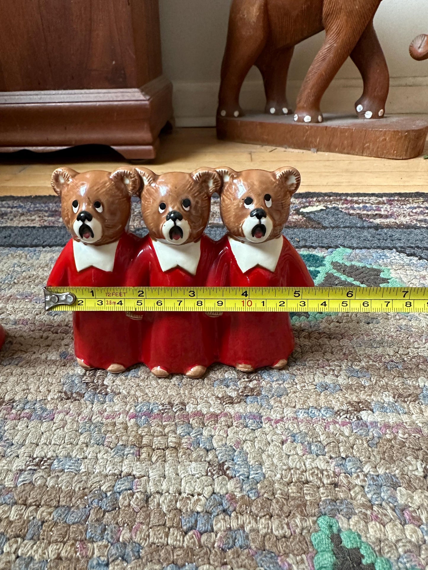 Vintage 1983 Dept 56 Christmas Choir Bear Figurines - Lynda Sylvester Design, Xmas Kitsch