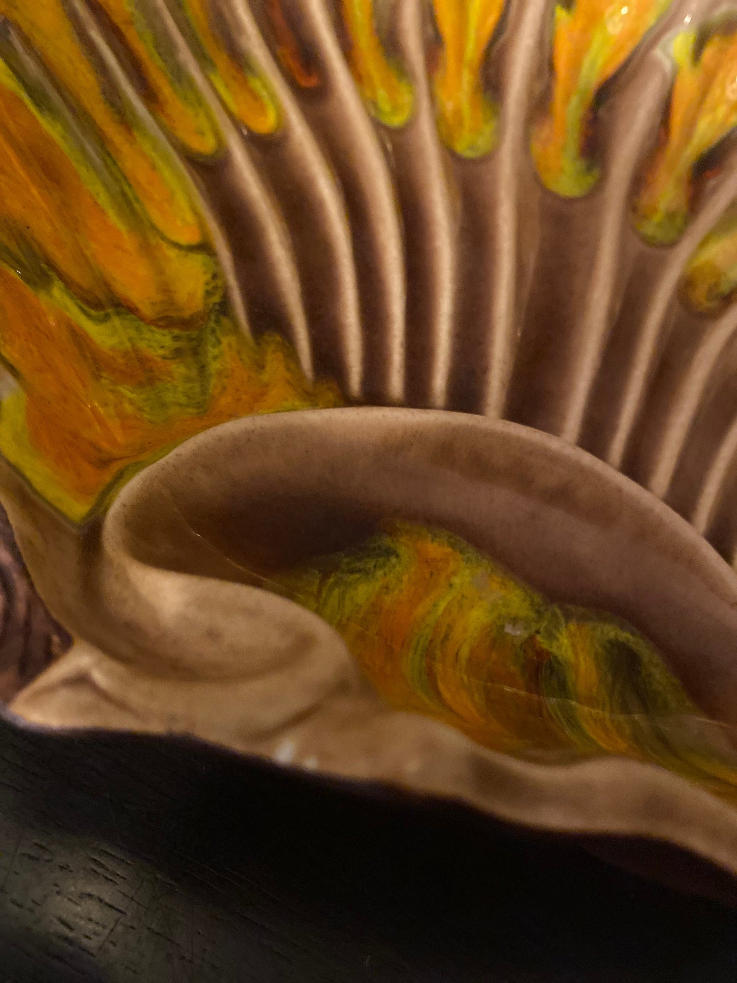 Vintage 1960 California Pottery Clam Shell Drip Glaze Bowl