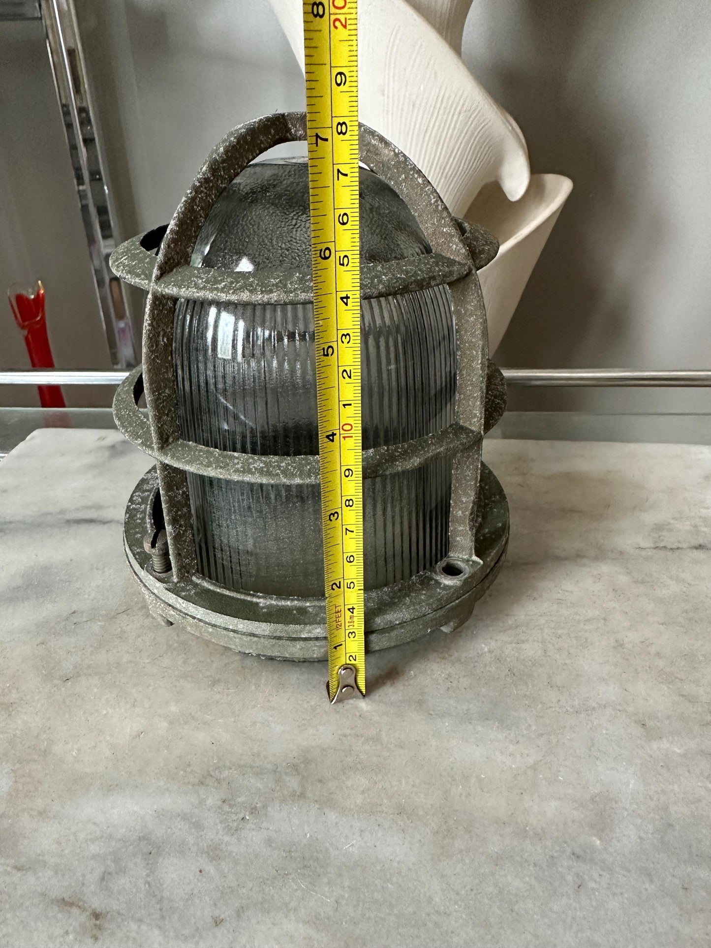 Vintage Explosion Proof Industrial Cage Light Frame with Rab Glass Shade