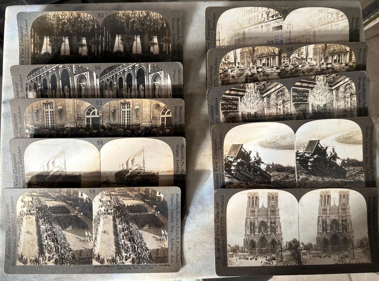 Antique Set of Ten (10) 1900s Keystone Stereoviews WWI War Images