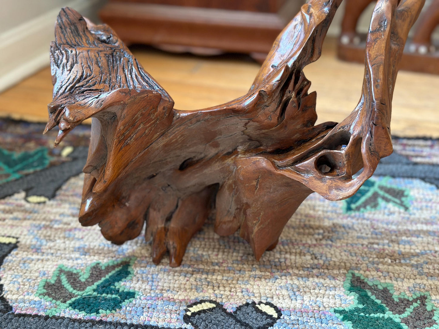 Large Varnished Driftwood Centerpiece: Rustic Coastal Table Art