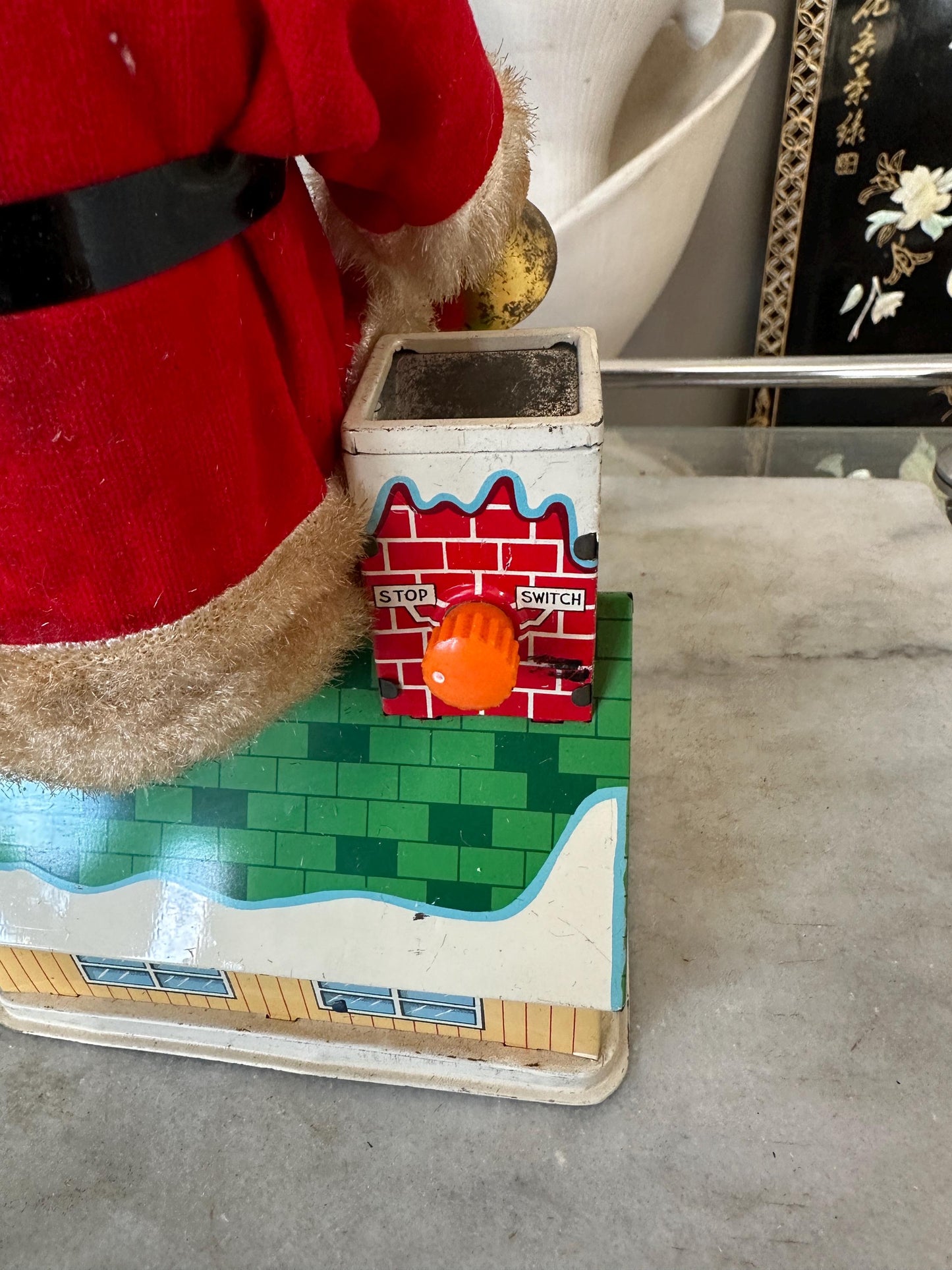 Vintage 1960s Animated Santa Claus Tin Toy Bank - HTTC Japan - For Display