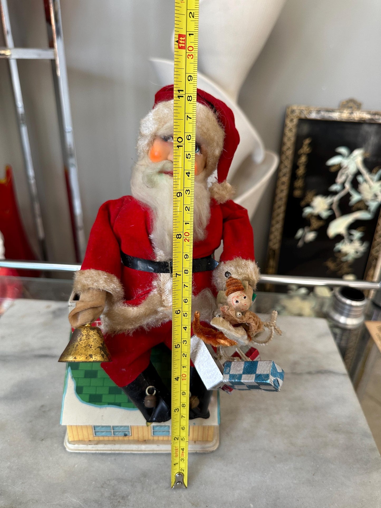 Vintage 1960s Animated Santa Claus Tin Toy Bank - HTTC Japan - For Display