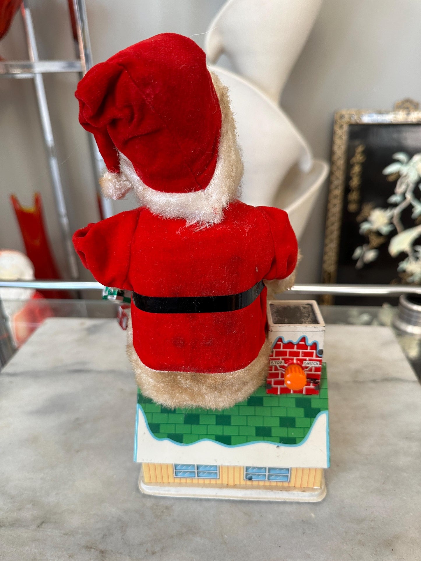 Vintage 1960s Animated Santa Claus Tin Toy Bank - HTTC Japan - For Display