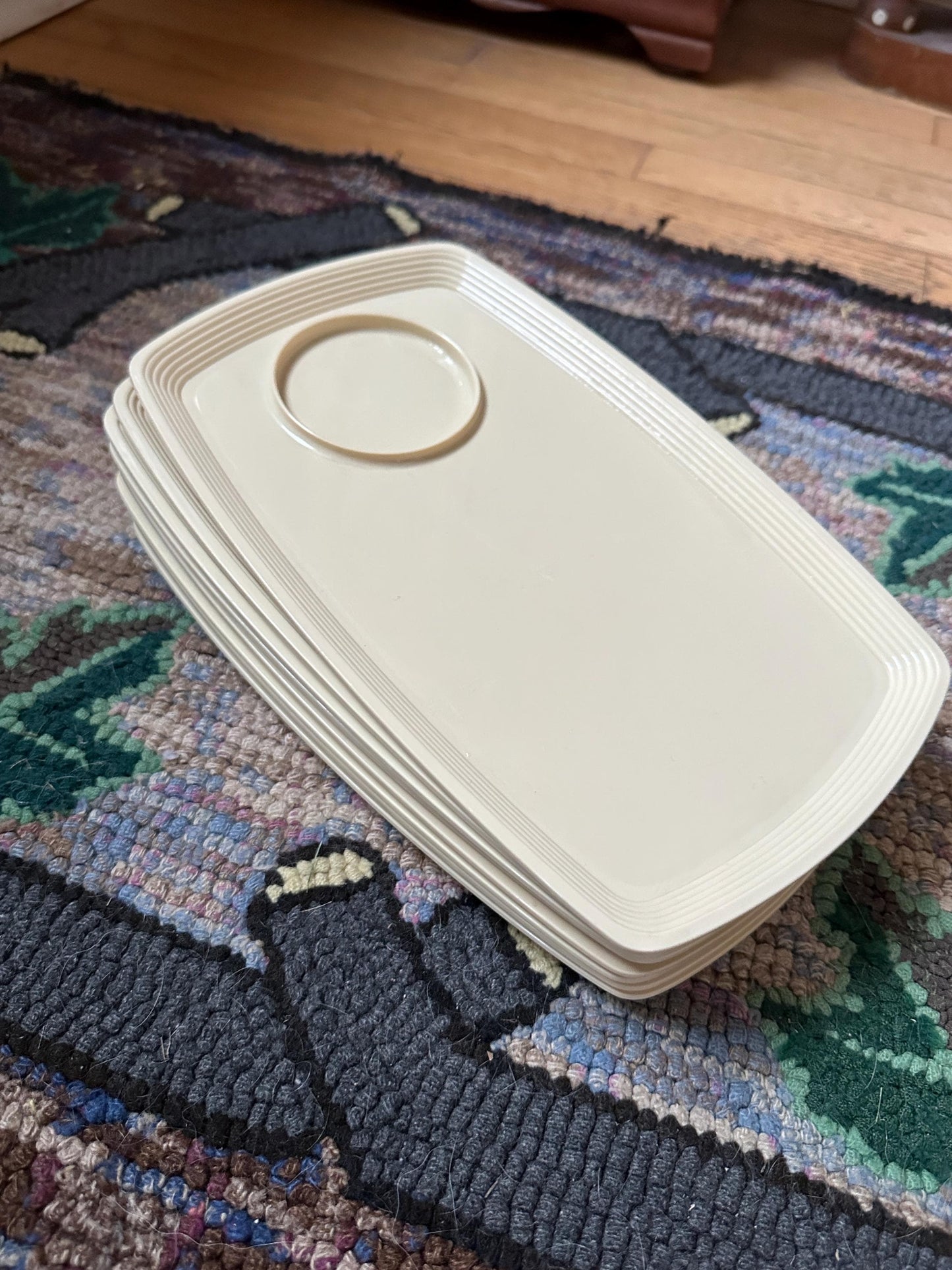 Vintage Mallory Randall Melamine Snack Trays – Mid-Century Modern, Set of 8