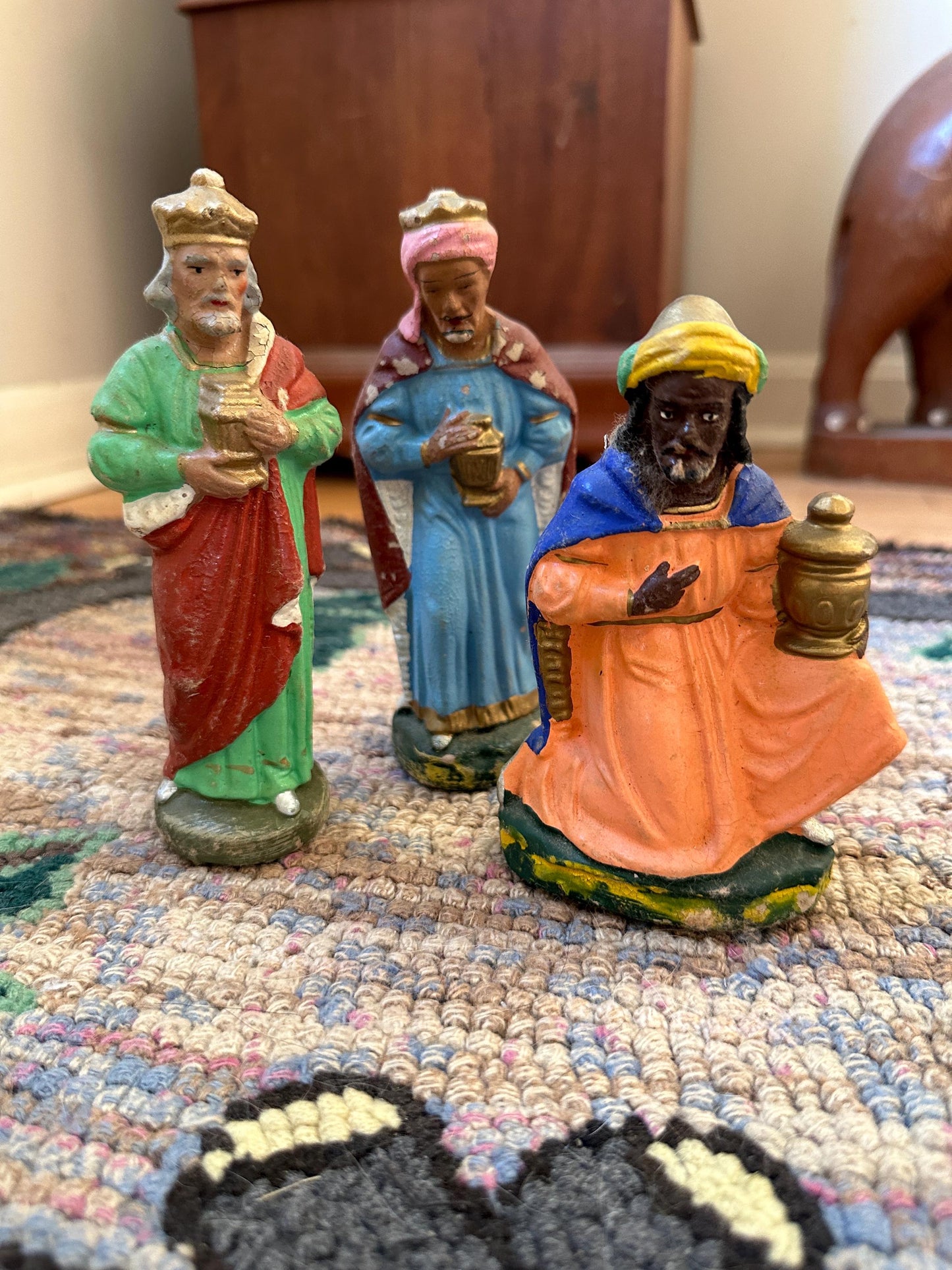 Vintage West Germany Wooden Nativity Set: Hand-Carved Creche & Figures