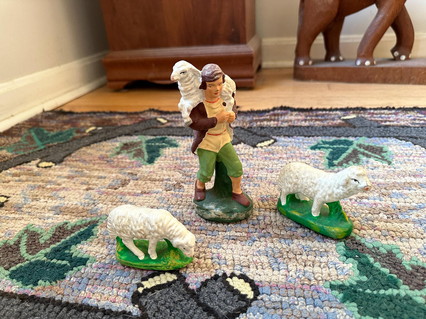 Vintage West Germany Wooden Nativity Set: Hand-Carved Creche & Figures