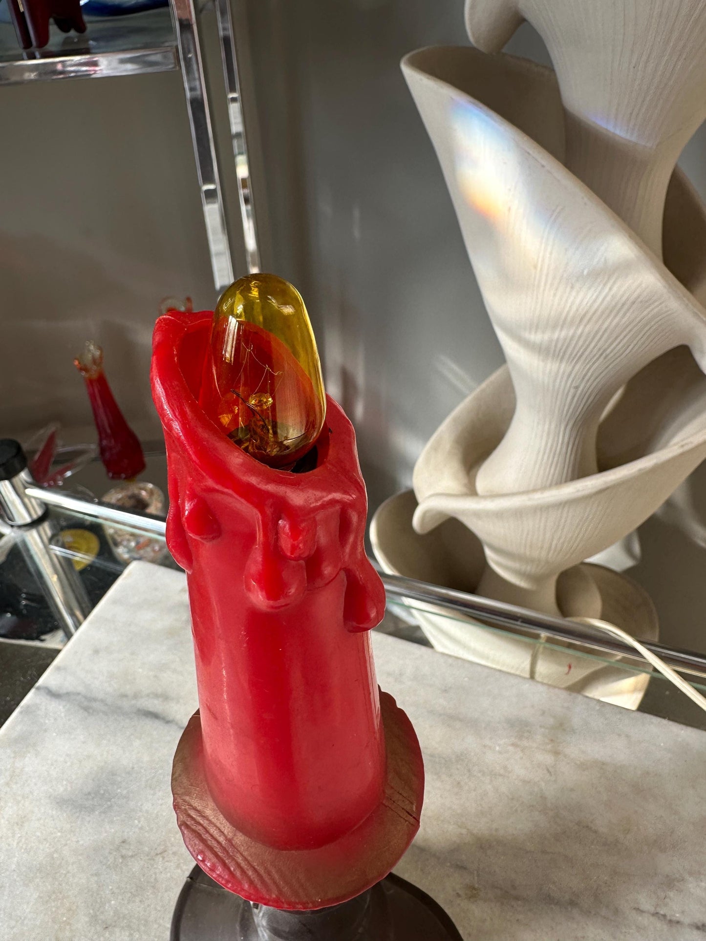 Vintage Union Products Blow Blo Mold Candle 13” Tall Christmas Flame Halloween