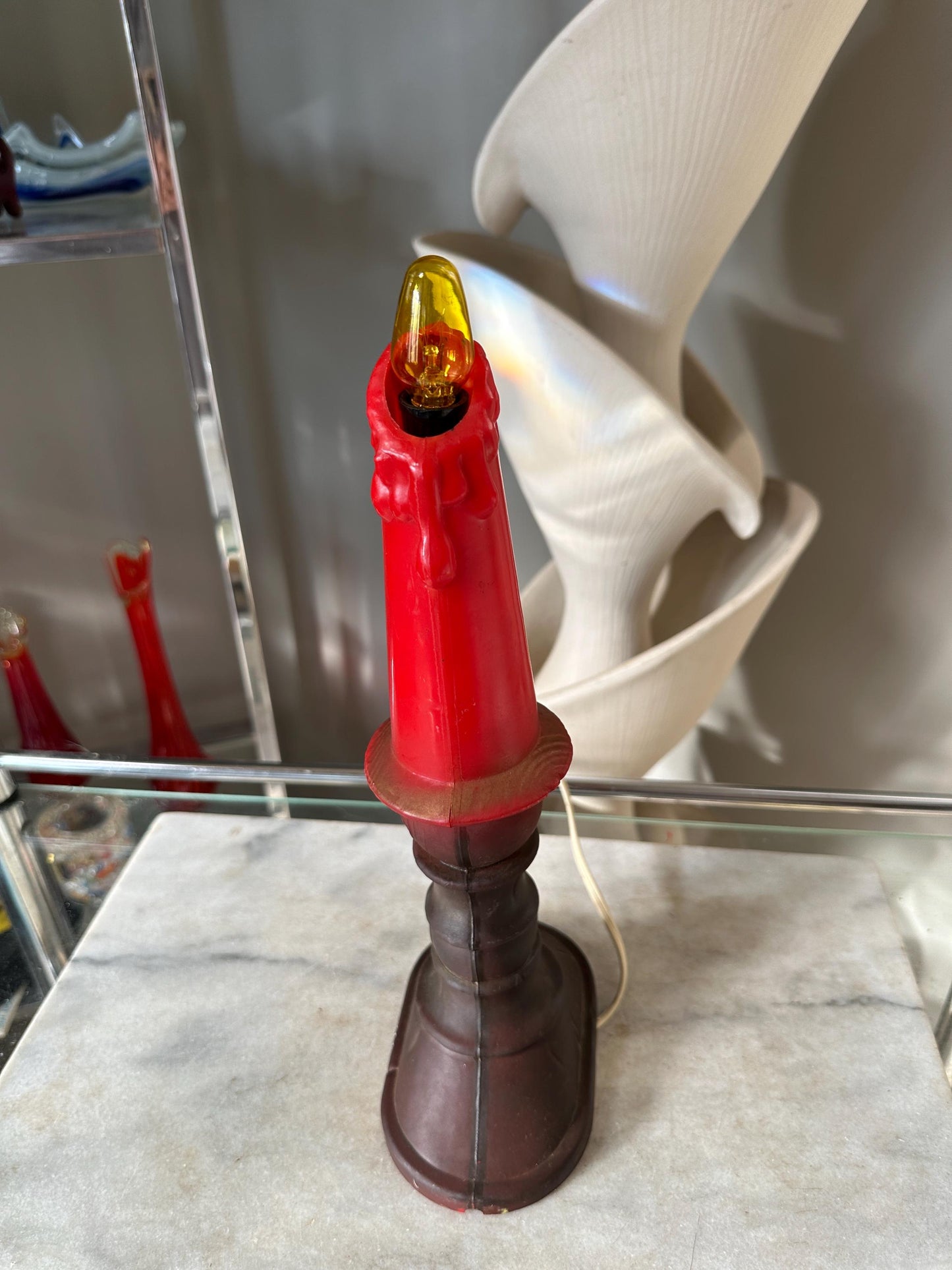 Vintage Union Products Blow Blo Mold Candle 13” Tall Christmas Flame Halloween