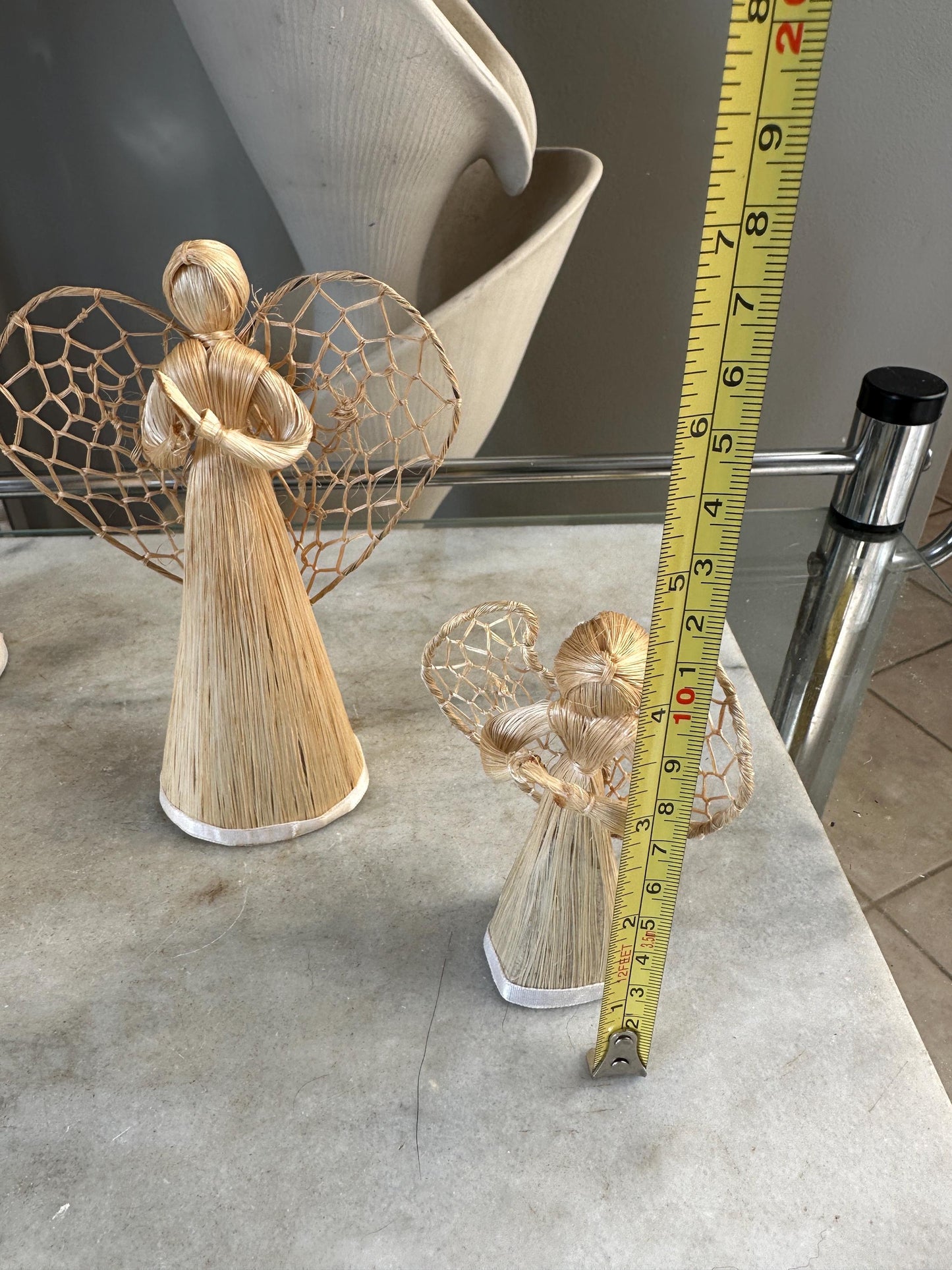 Abaca Angel Ornaments Set: Handmade Philippines Christmas Tree Decorations