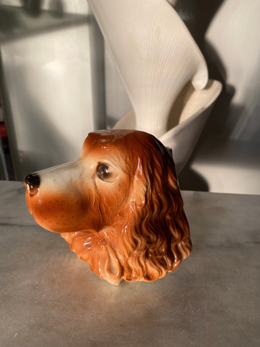 Royal Copley Cocker Spaniel Wall Pocket Vase Planter Ceramic Vintage Dog