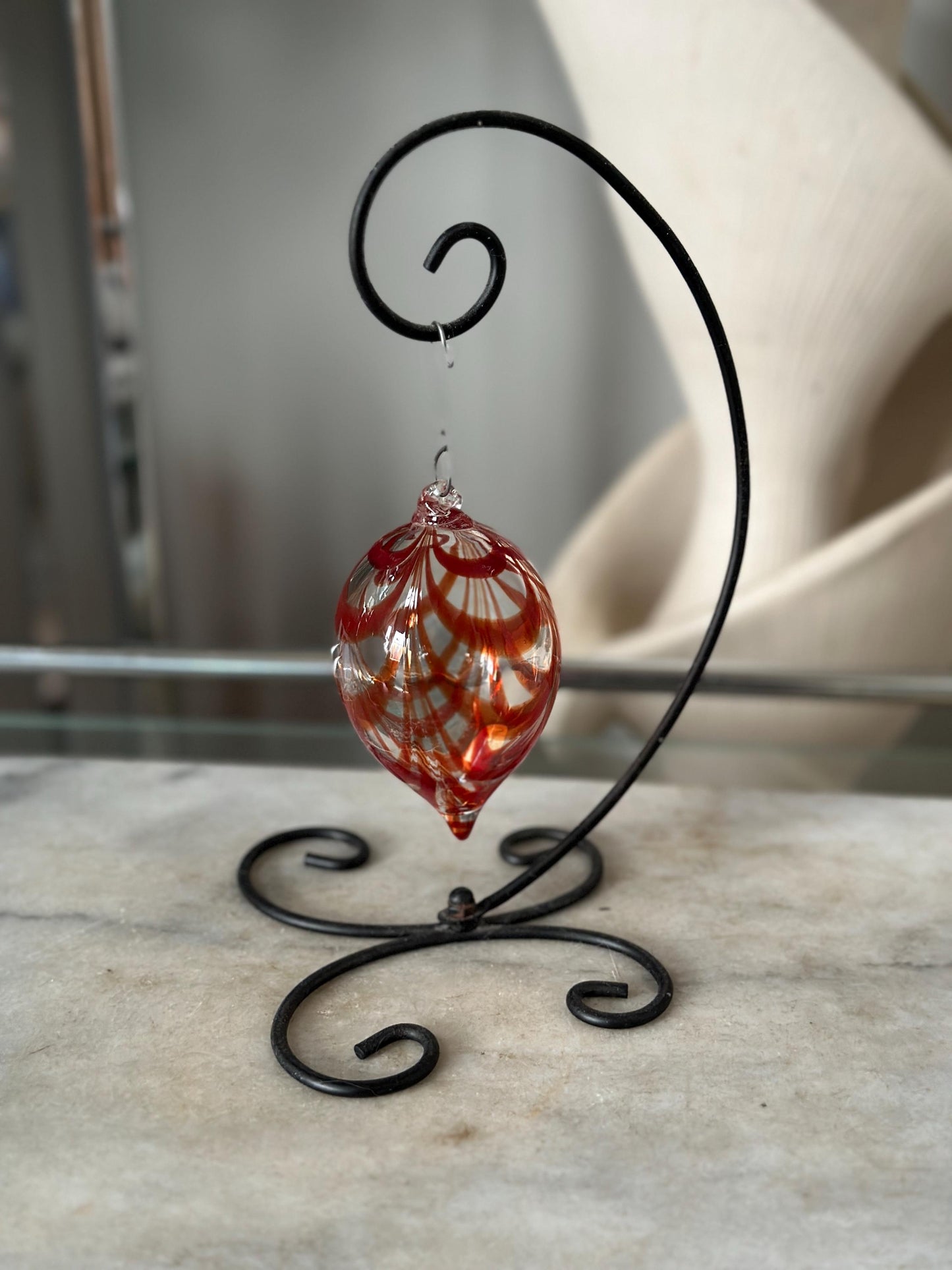 Vintage MOMA Hand Blown Art Glass Ornament | Amber Art Glass Ornament
