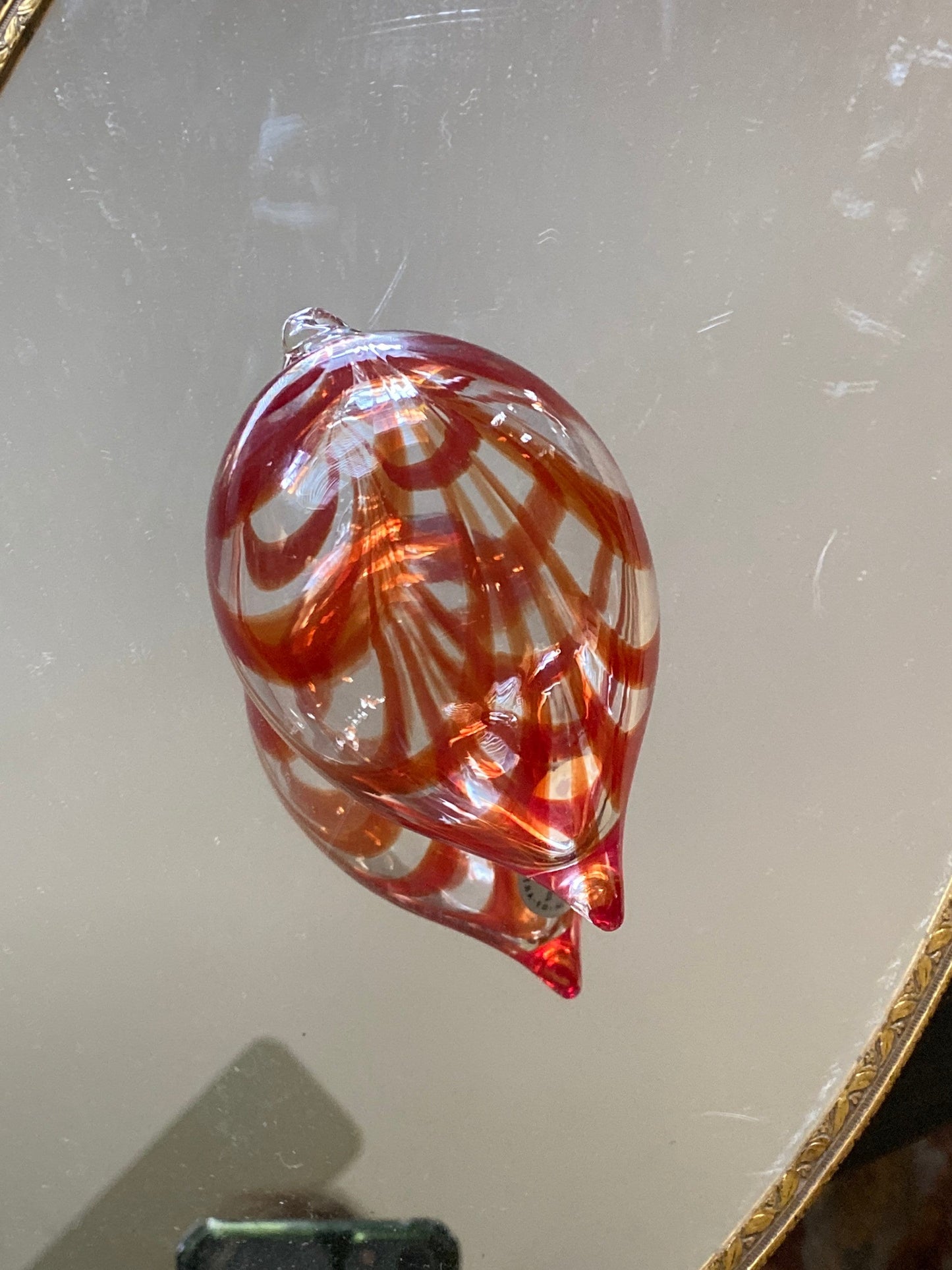 Vintage MOMA Hand Blown Glass Ornament | MCM Amber Swirl