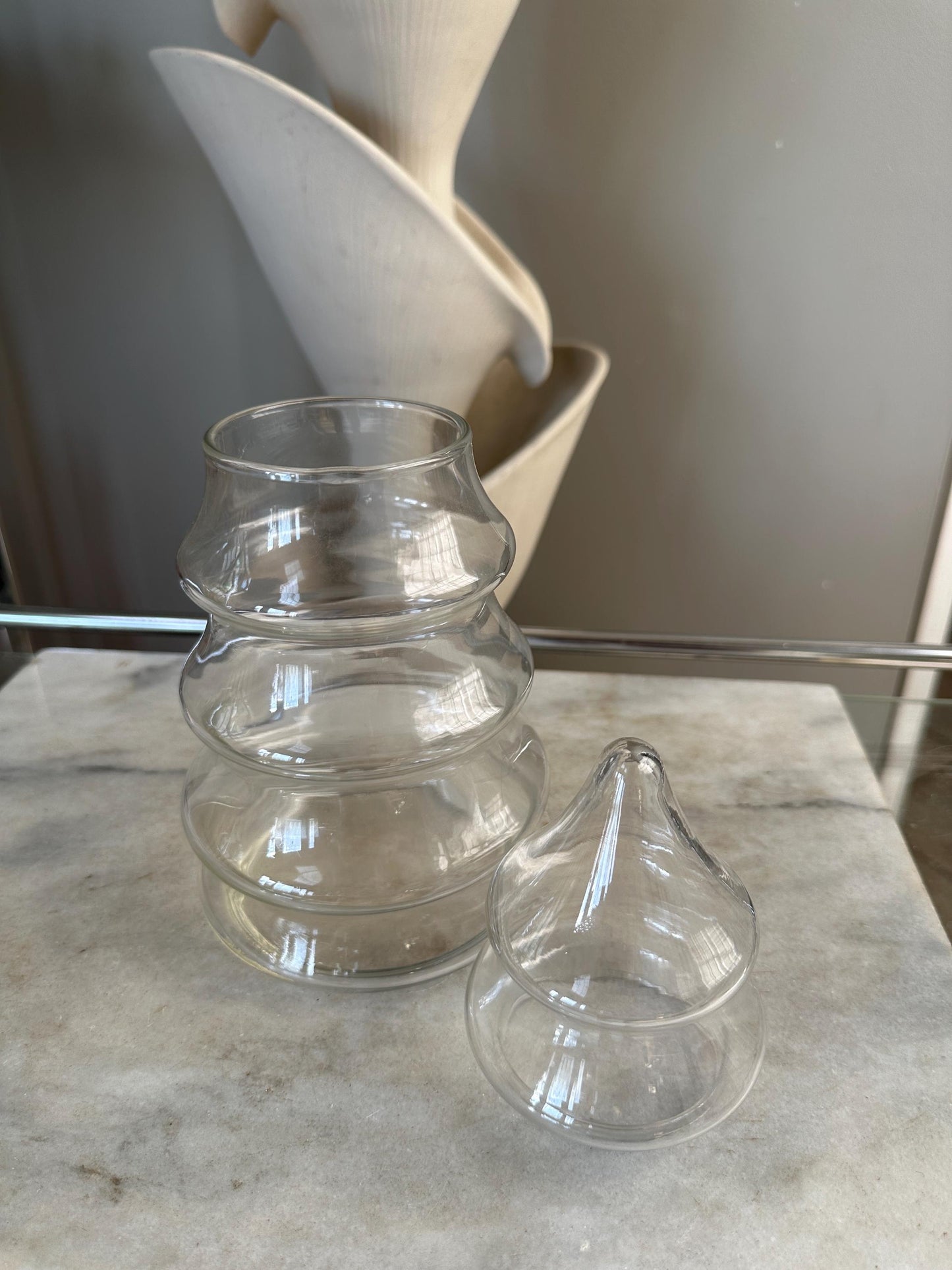 Vintage Christmas Tree Candy Dish: Large Clear Glass Apothecary Jar