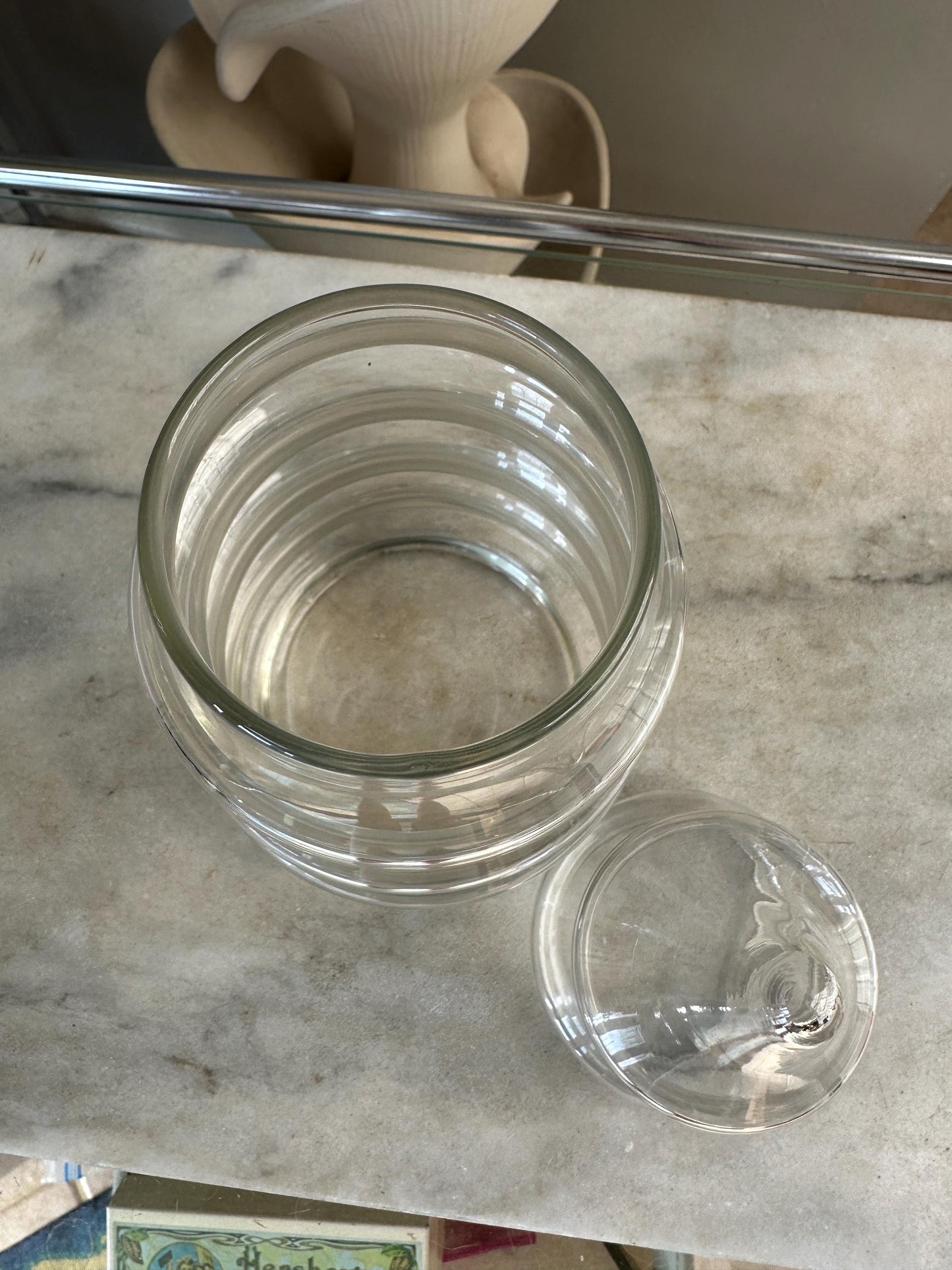 Vintage Christmas Tree Candy Dish: Large Clear Glass Apothecary Jar