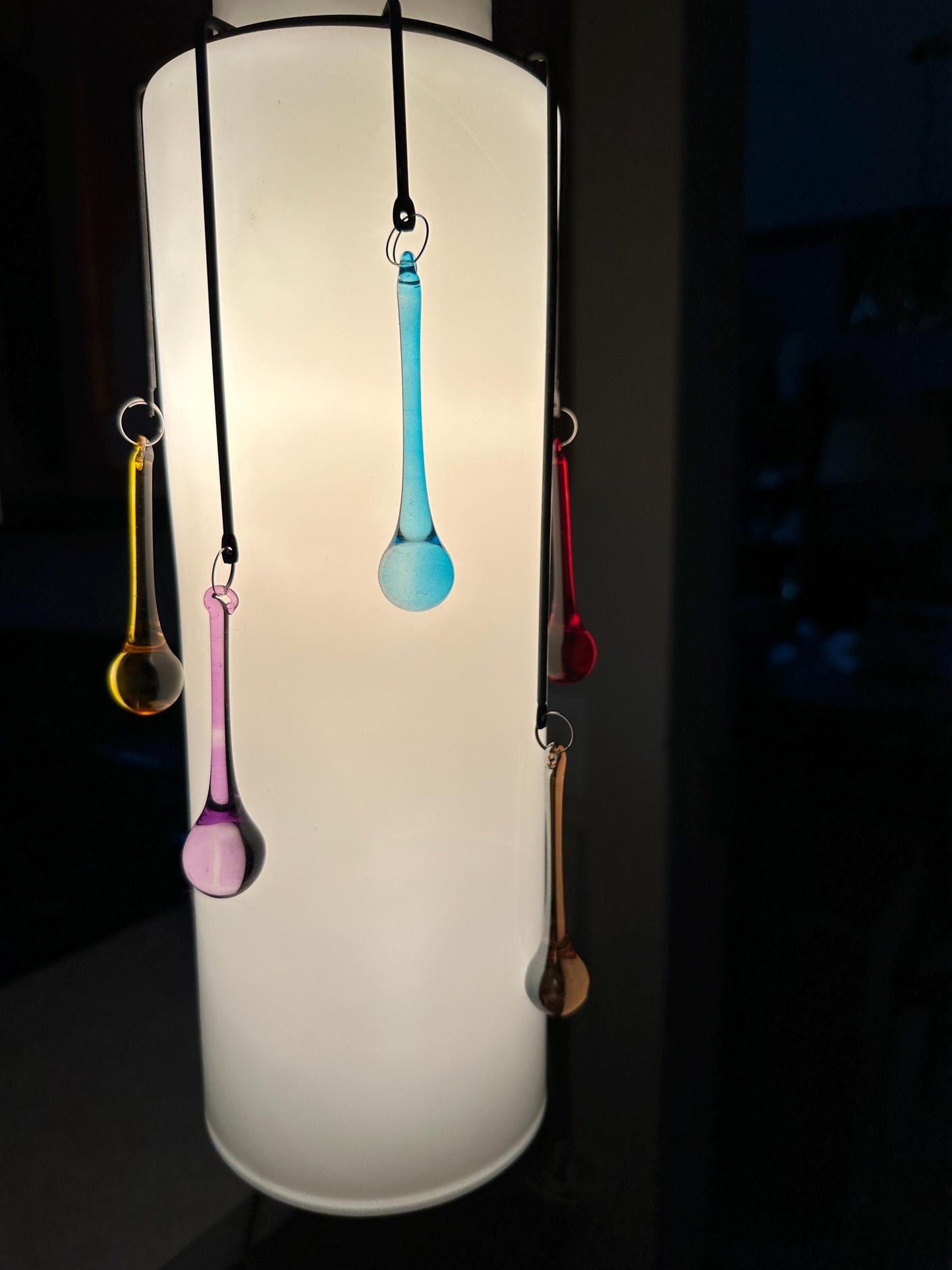MCM Glass Pendant Lamp: Teardrop Crystal Ceiling Light, 14"x5"