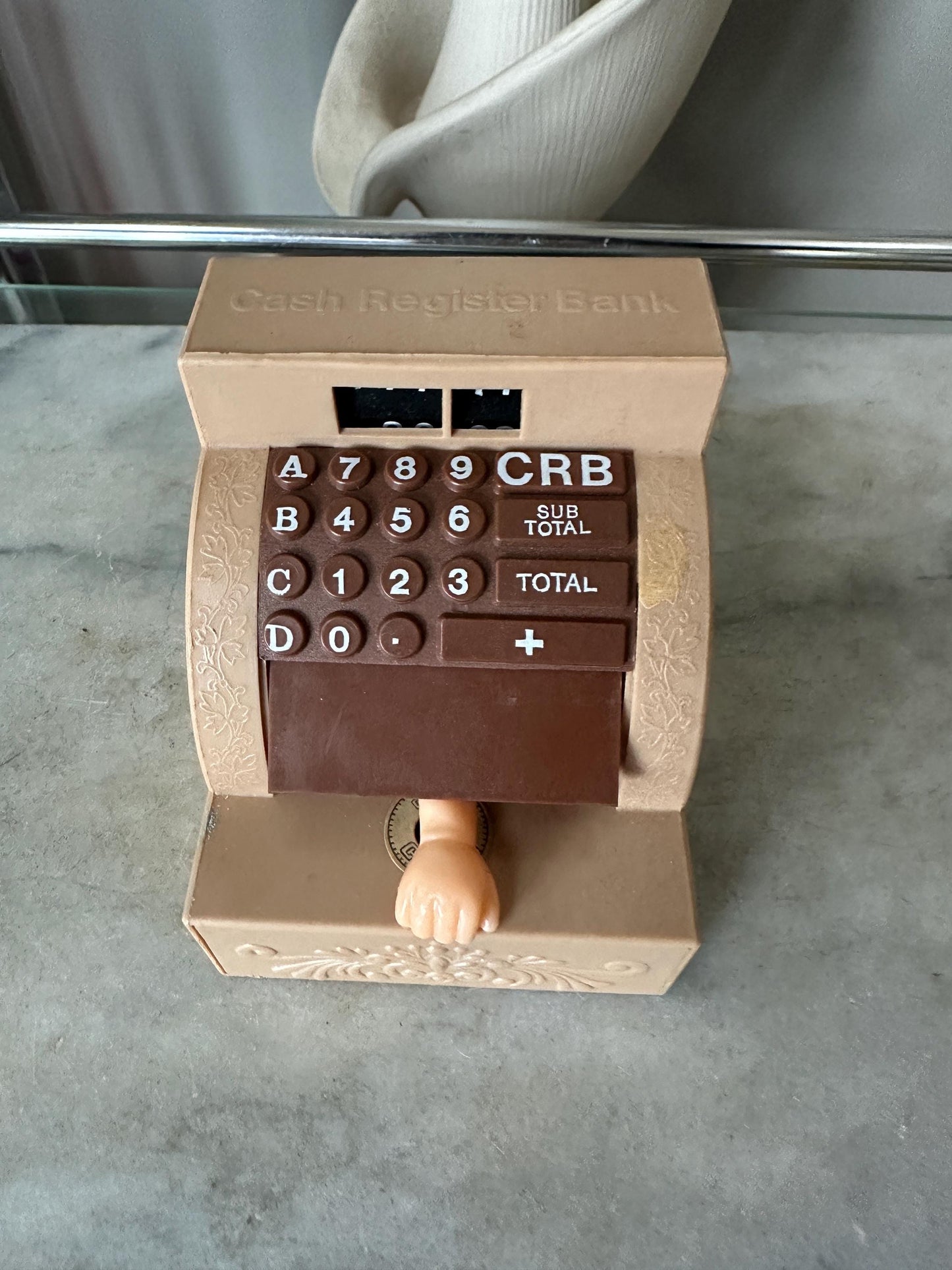 Vintage Wind-Up Cash Register Bank: 1970s Retro Coin Toy