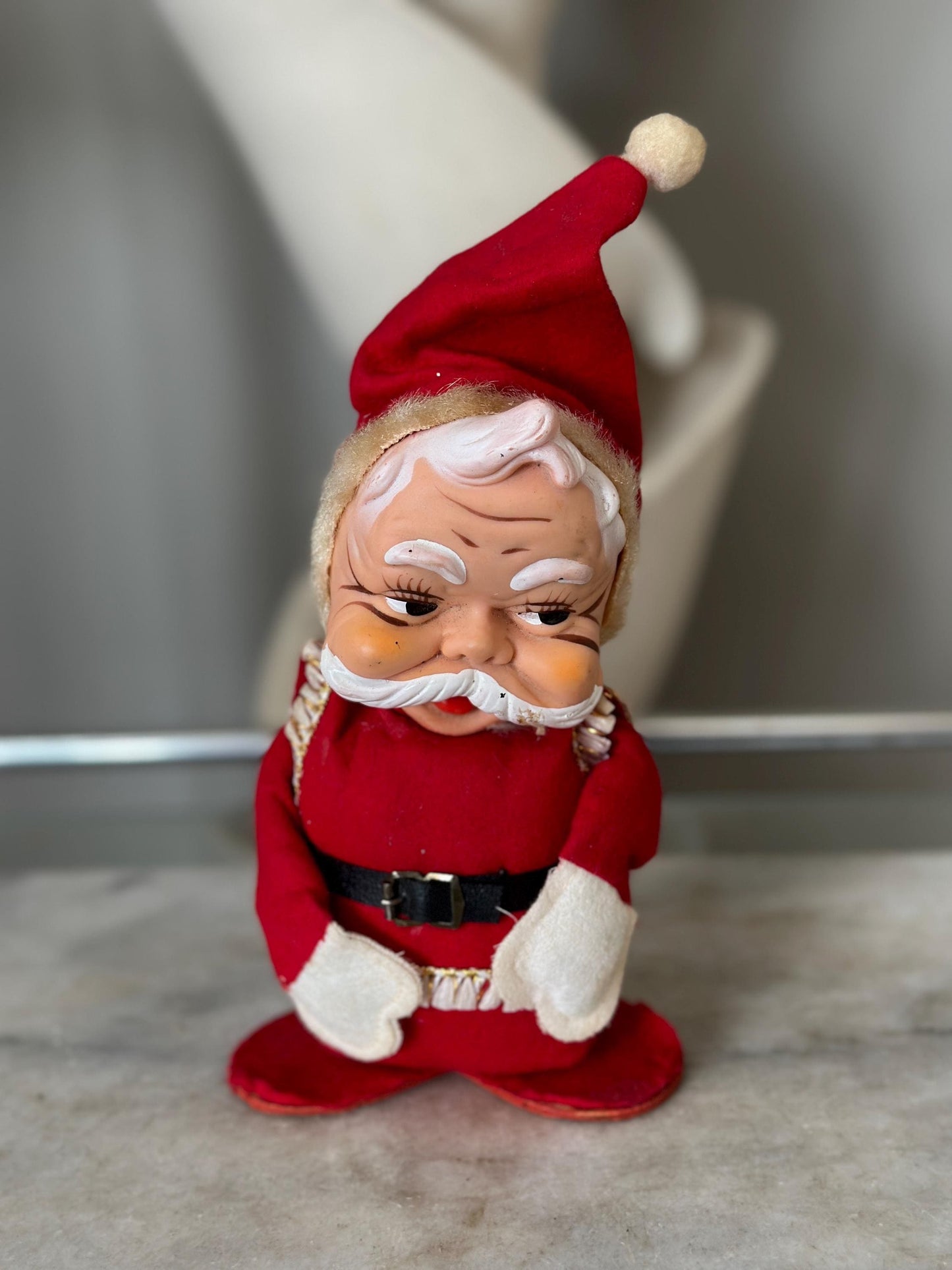 Vintage 8" Santa Claus with Rubber Face and Adjustable Arms Made in Japan