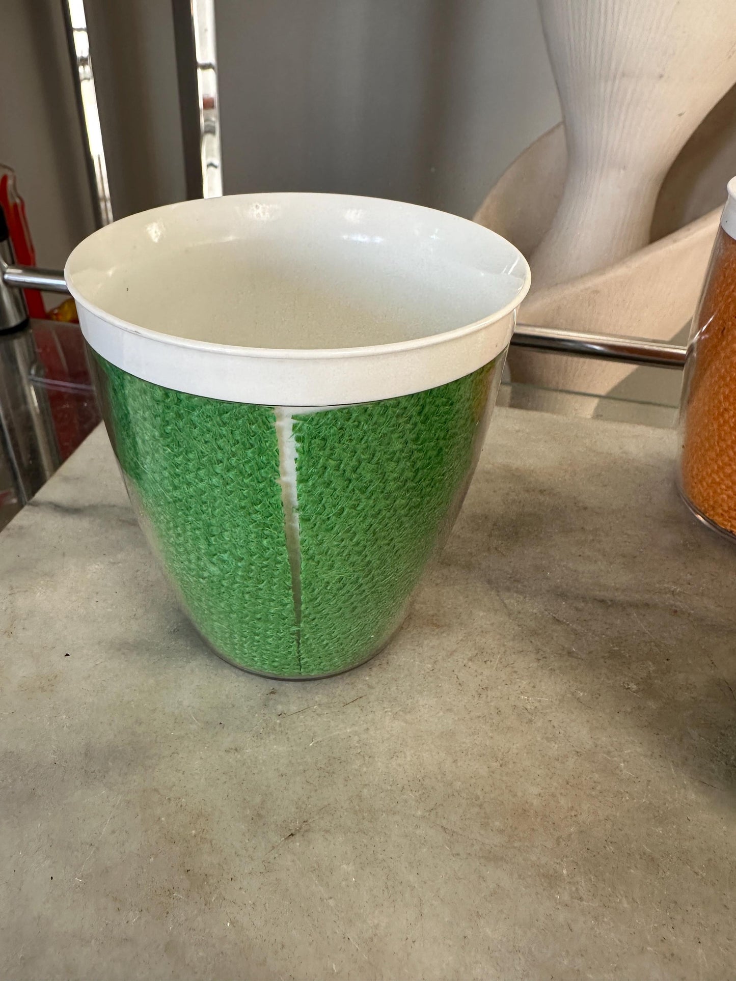 Vintage Burlap Raffia-ware Melmac Plastic Glasses Beverage Barware - Set of 3