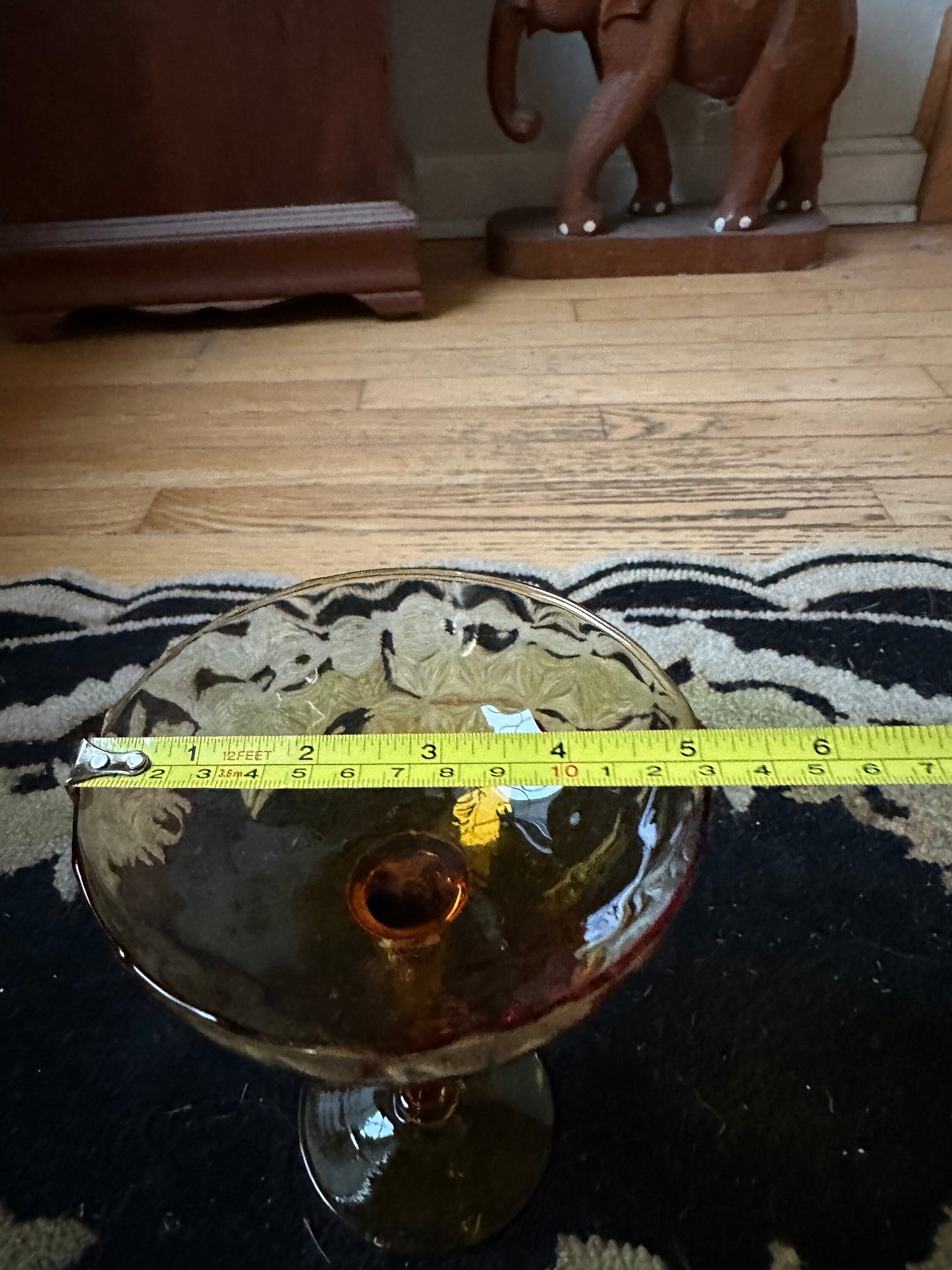 Vintage MCM Amber Braided Stem Ware Compote Candy Dish