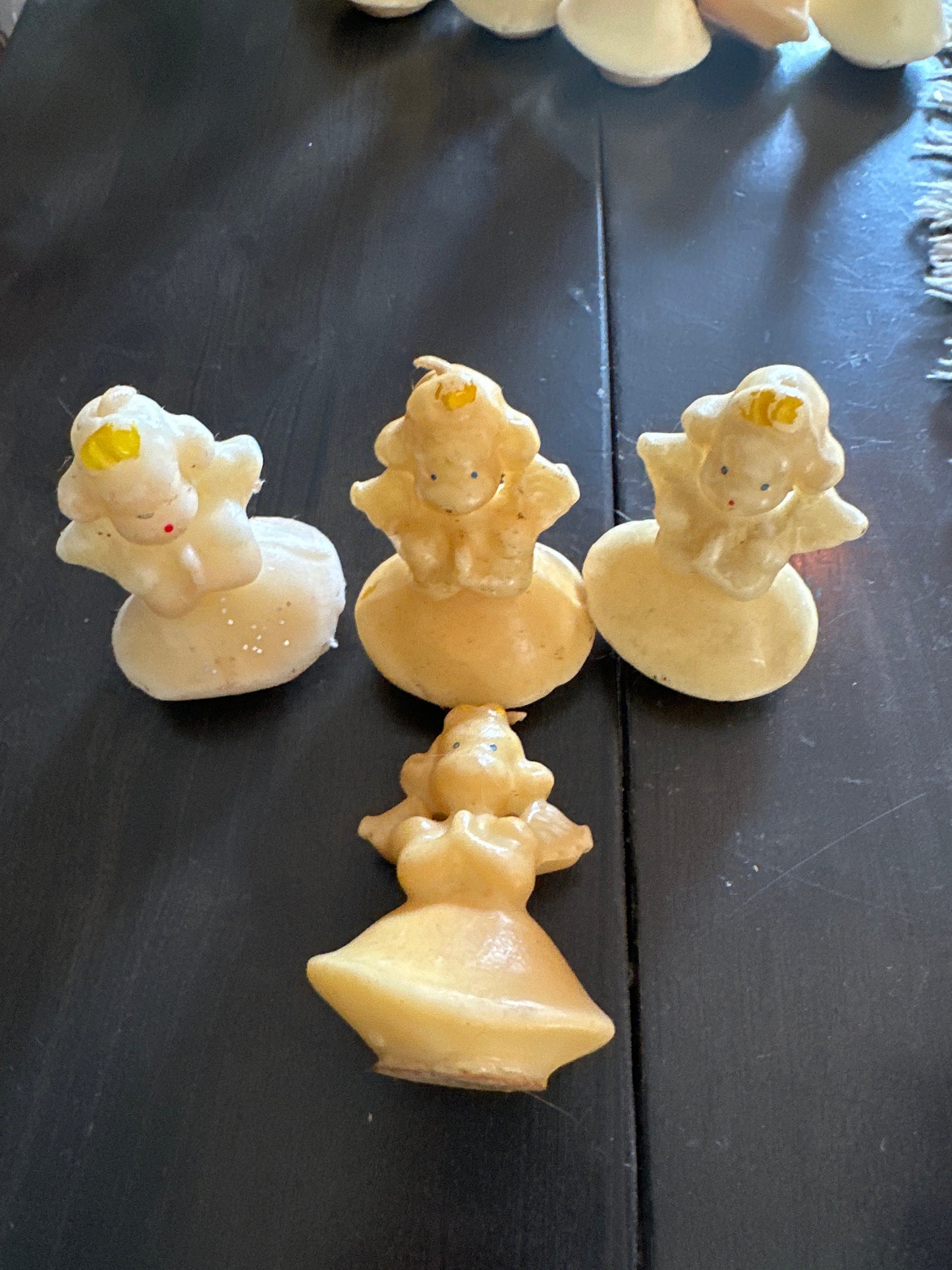 Set of 4 Vintage Gurley Angel Christmas Candles, Kitsch 1950s Wax Figurines