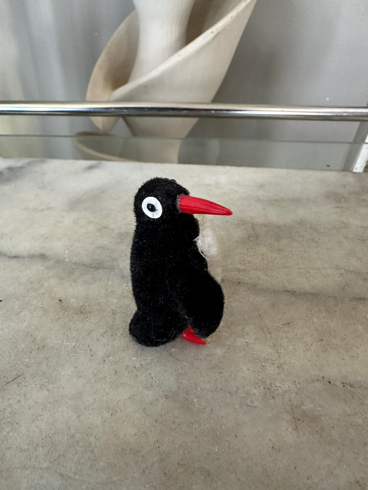 Vintage Kunstlerschutz German Flocked Penguin Figure – Mid Century Animal Figurine – Excellent Condition