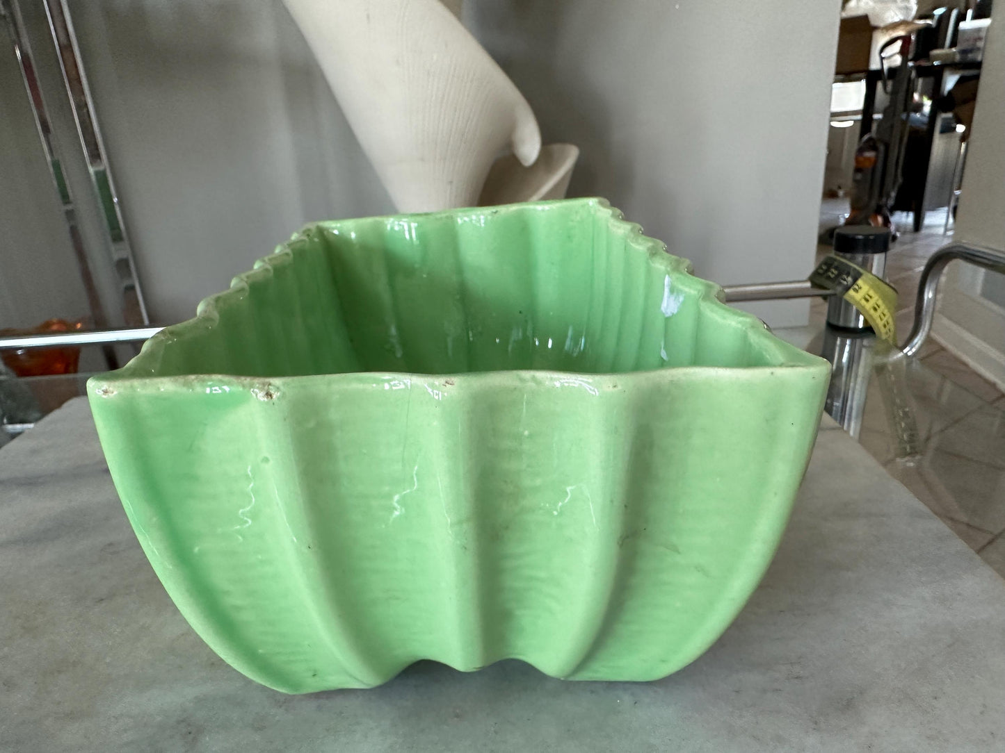 Vintage Cookson Pottery Rectangular Planter CP-3086, Vivid Green Mid Century