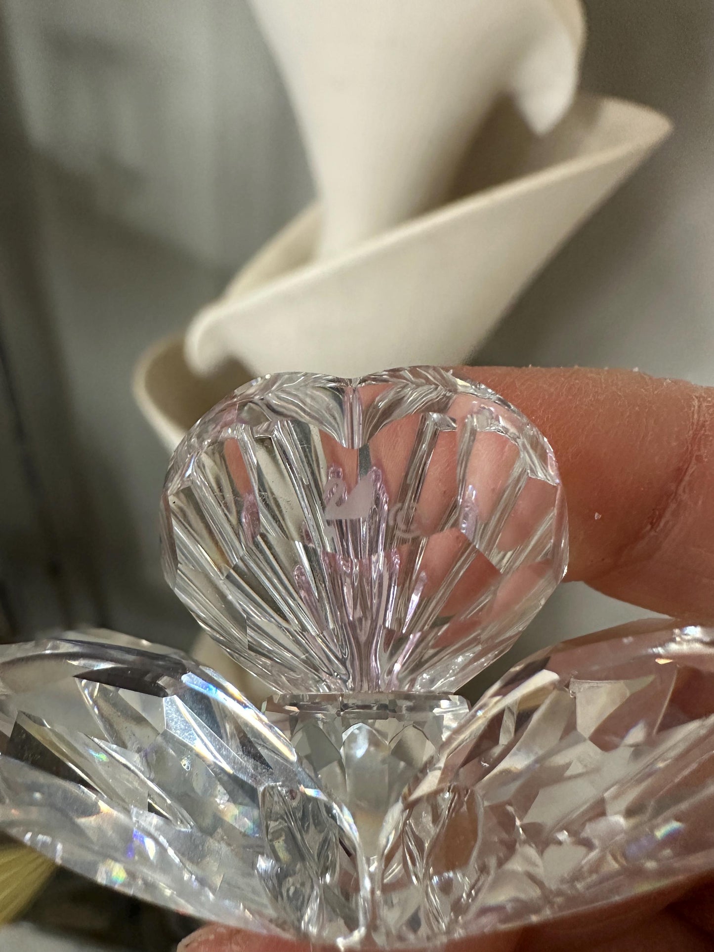 Swarovski Crystal Orchid Figurine – Clear Crystal with Pink Center, Signed