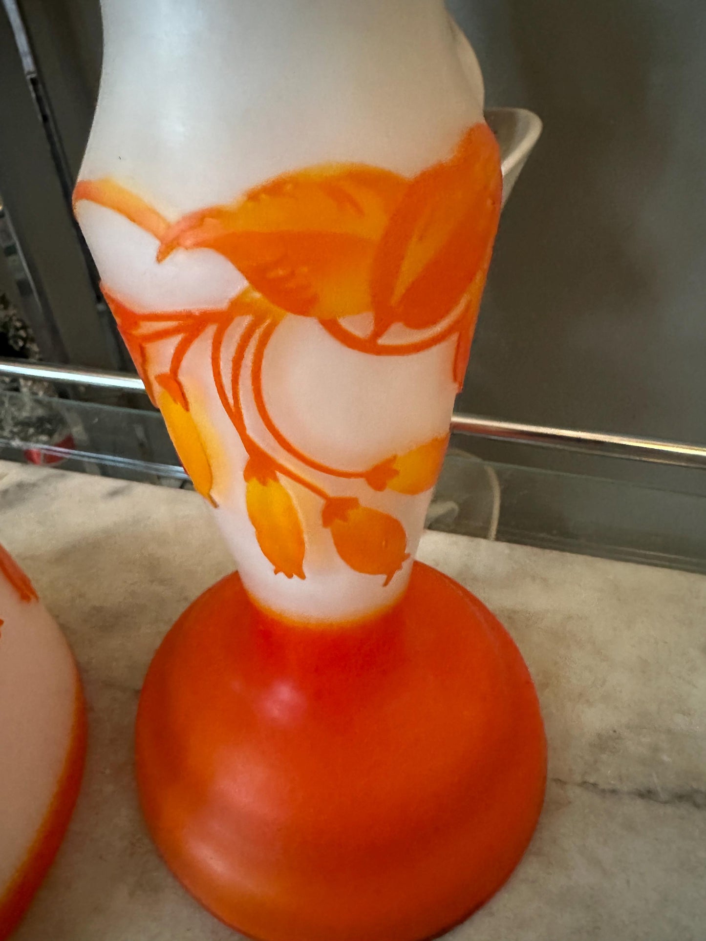 Emile Gallé–Style Art Nouveau Cut Cameo Glass Lamp – Reproduction