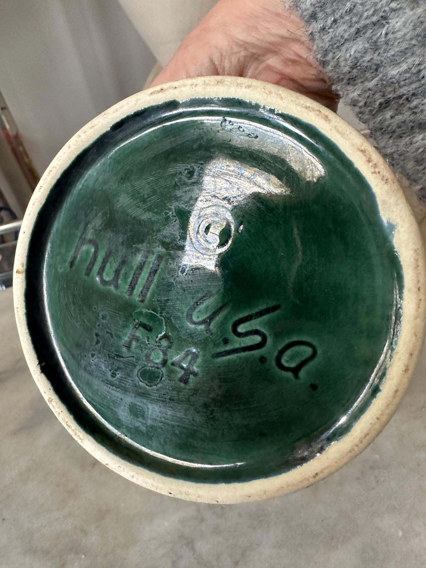 Vintage Hull USA F30 Vase | Green Drip Glaze Pedestal Pottery