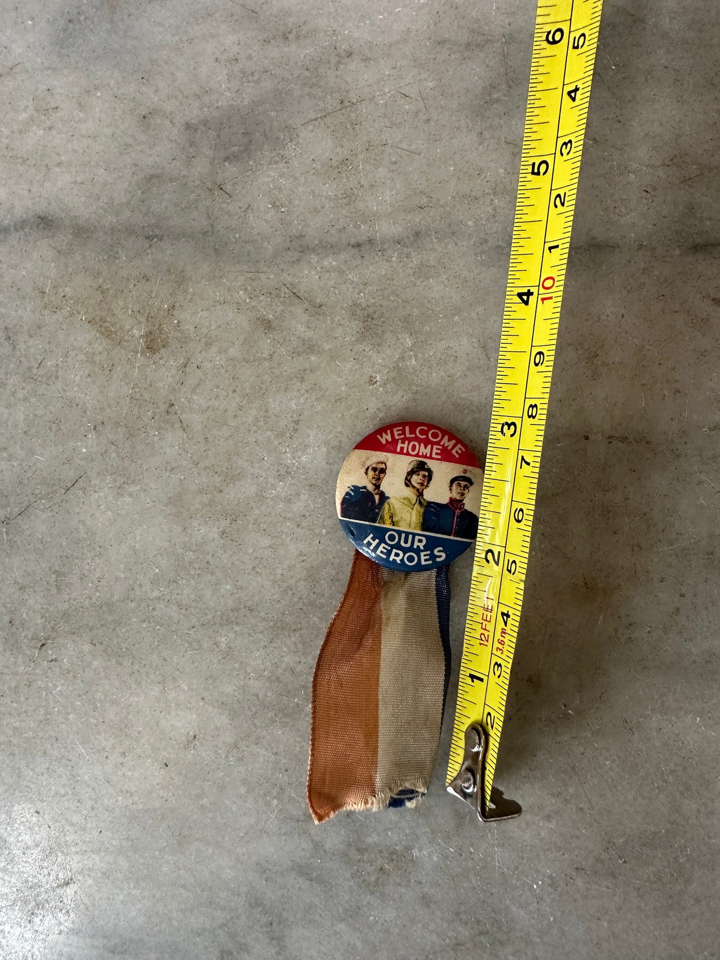 Vintage WW2 Welcome Home Our Heroes Pin | World War 2 Pinback with Ribbon