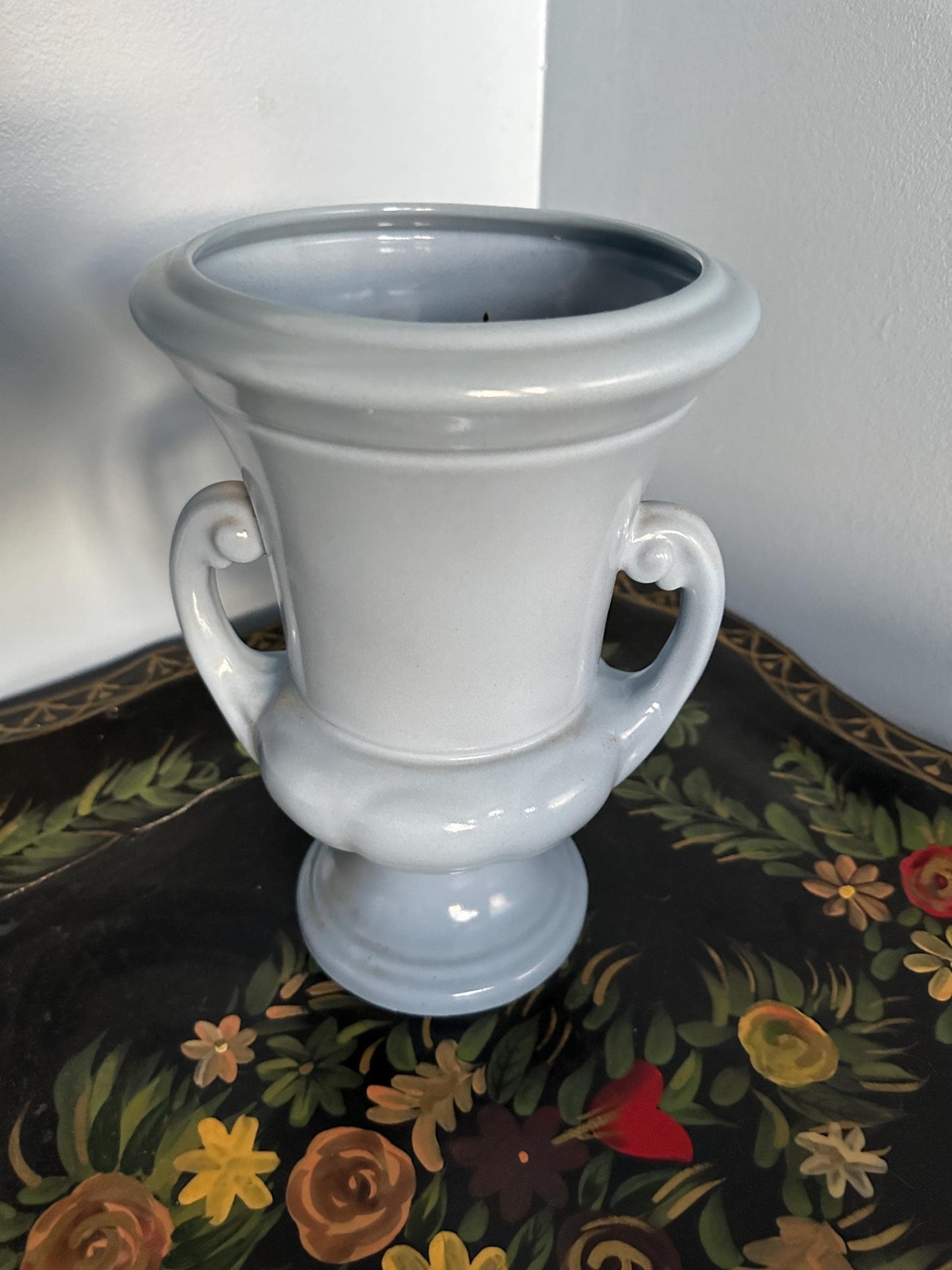 Abingdon Pottery Vase Planter Sky Blue Art Deco #101 9 1/2" Tall