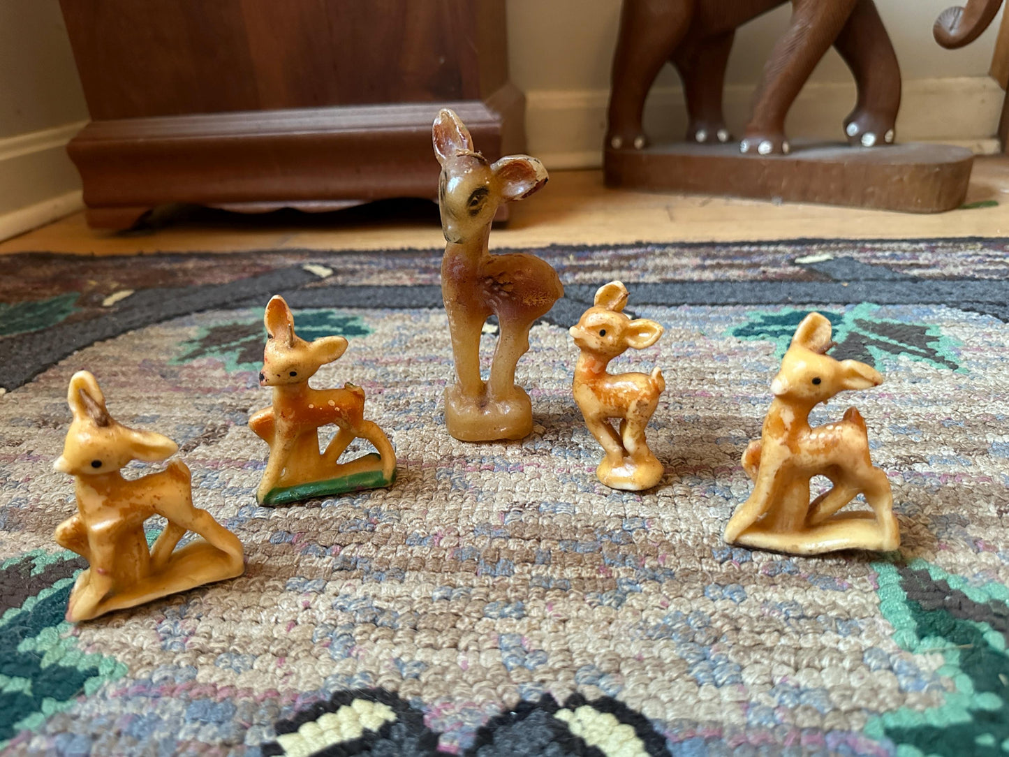 Vintage 1950s Gurley Deer Candles, Kitschmas, Set of Five (5)