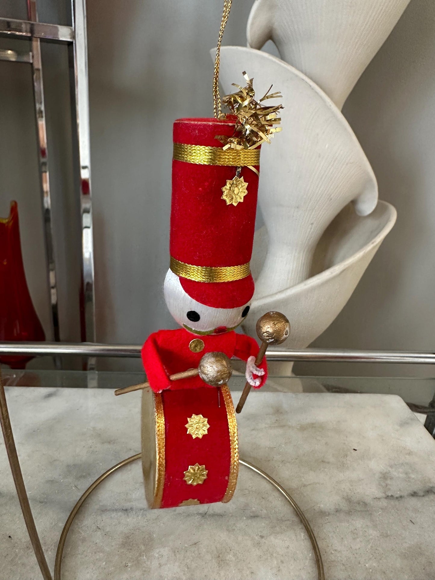 Vtg MCM Toy Soldier Band 6” Drum Boy Christmas Ornament JAPAN | Kischy Marching Band Drummer Ornament