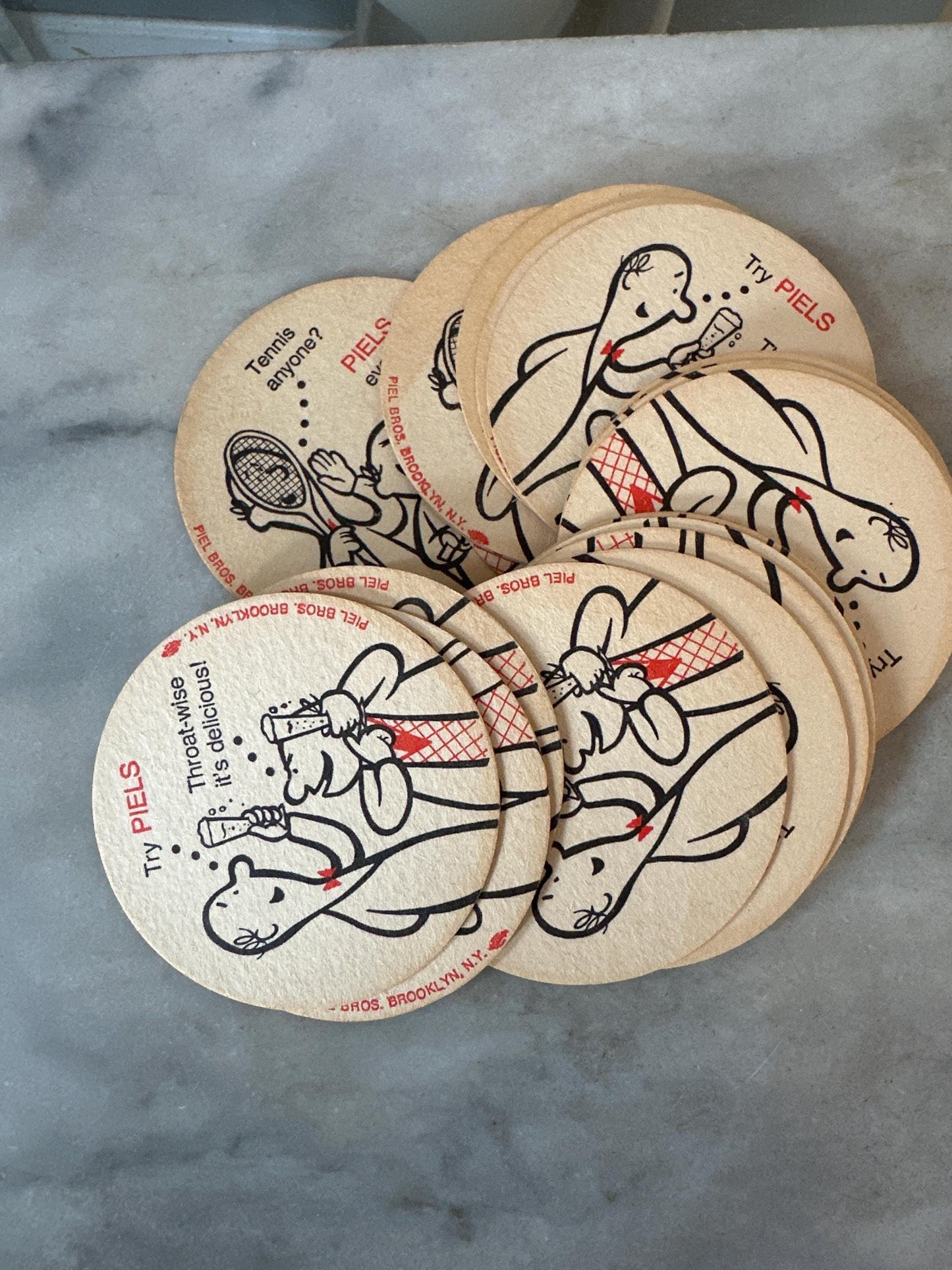 Vintage Piels Light Beer Coaster Set – Bert & Harry – Set of 20 – 1950s Barware, Funny