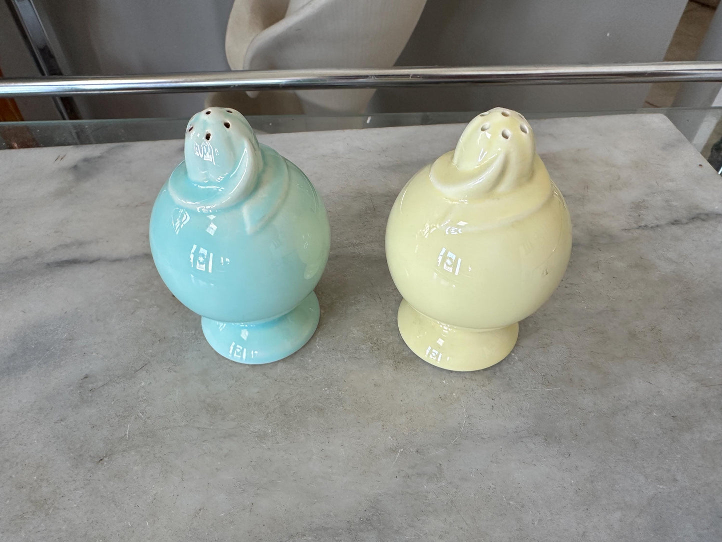 Vintage Lu-Ray Pastels Salt and Pepper Shakers | Blue and Yellow TS&T