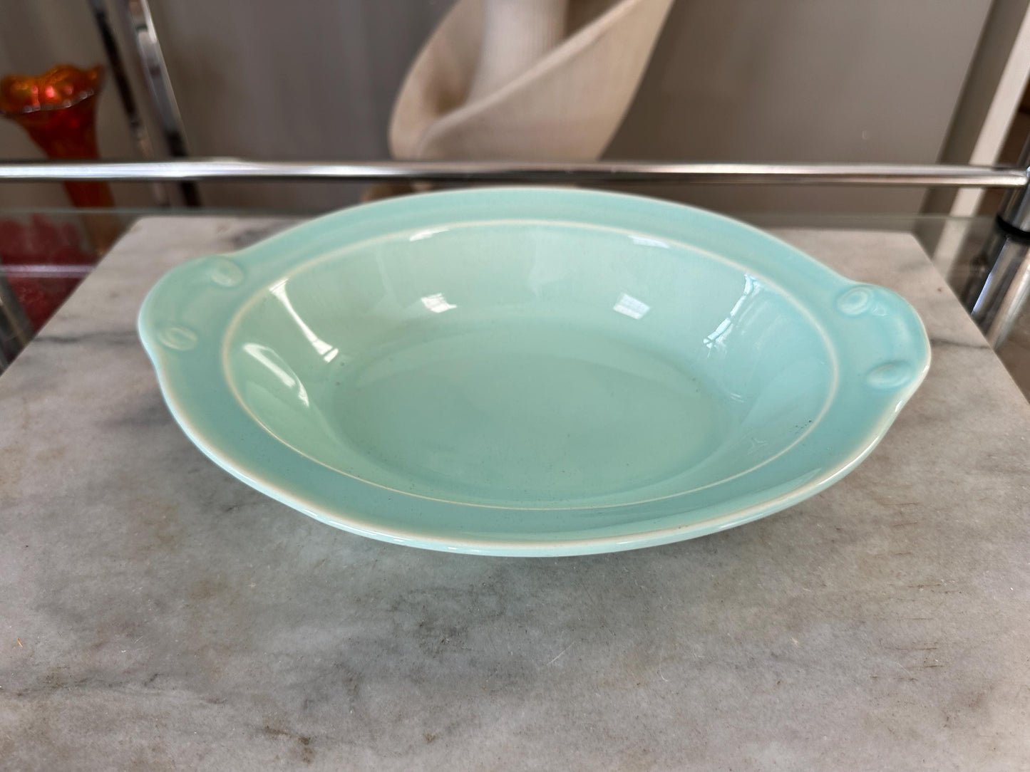 Lu-Ray Pastels Aqua Serving Bowl | Vintage Taylor Smith Taylor Dish