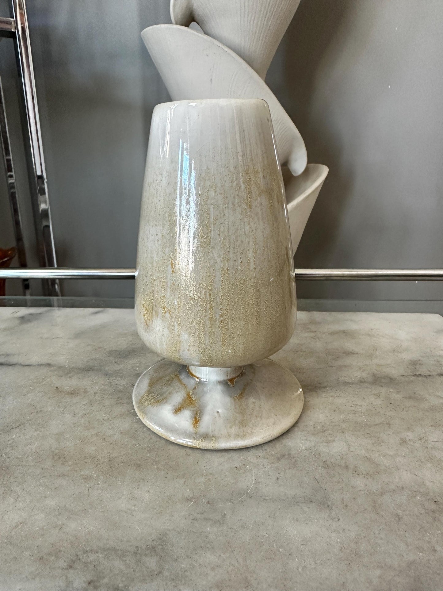 Vintage Freeman McFarlin Vase | California Pottery | Mid Century Modern | Neutral Drip Glaze | 6.25”